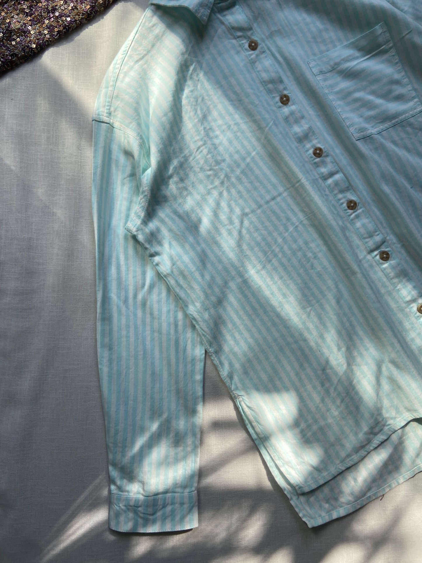 Men's Light Blue Striped Cotton Shirt