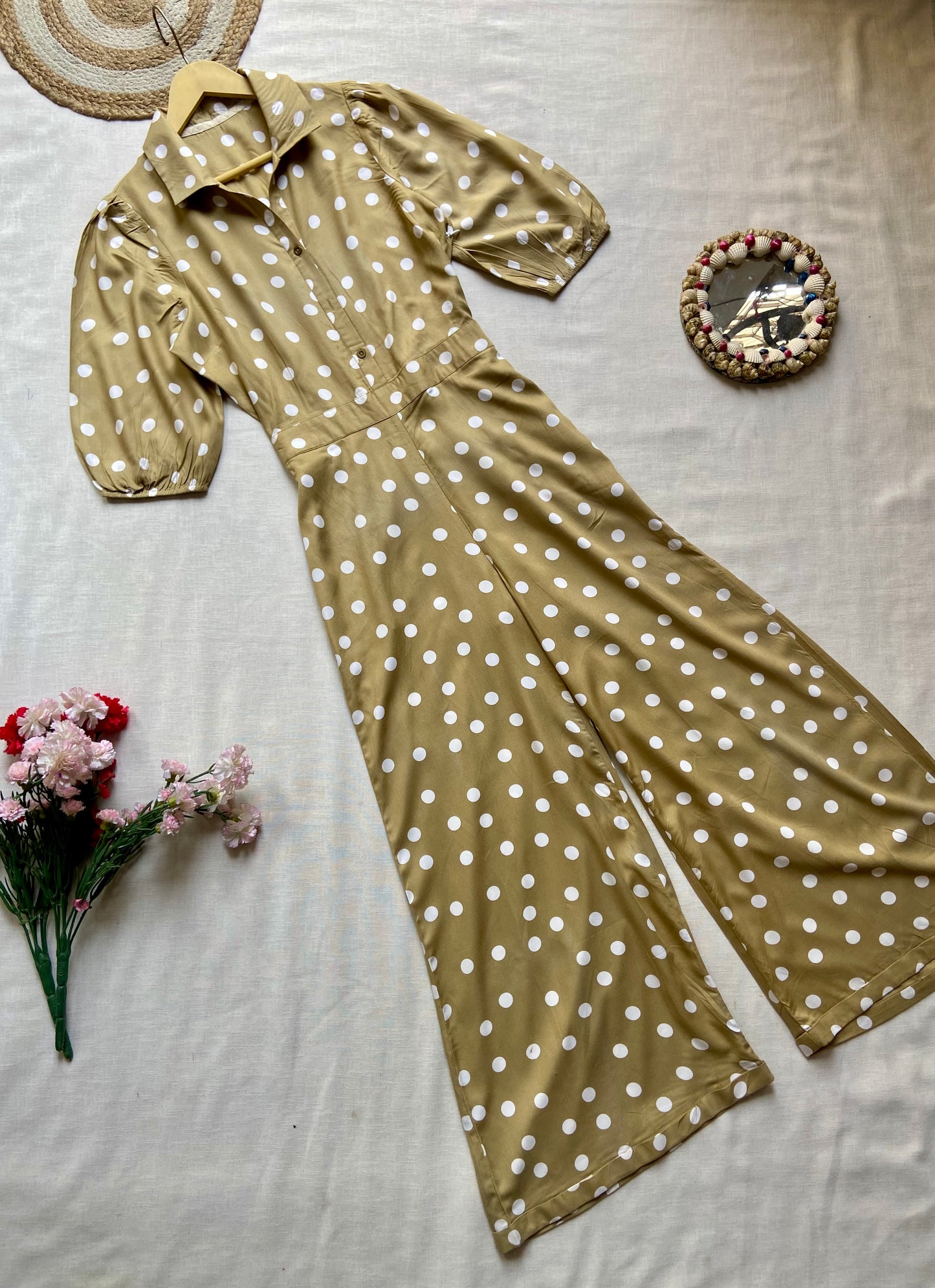 Olive Polka Dot Jumpsuit