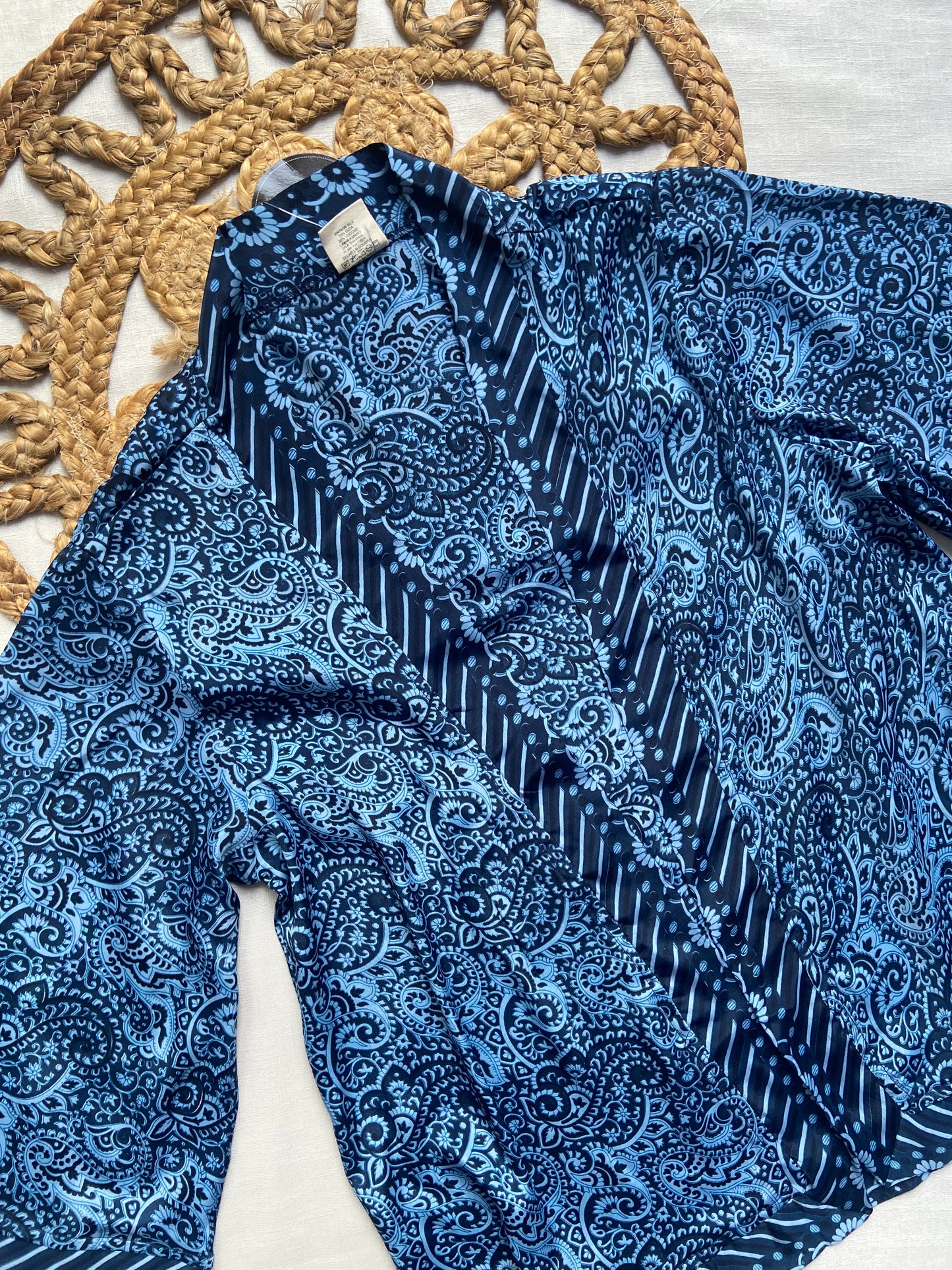 Blue Printed Kimono Shrug for Women