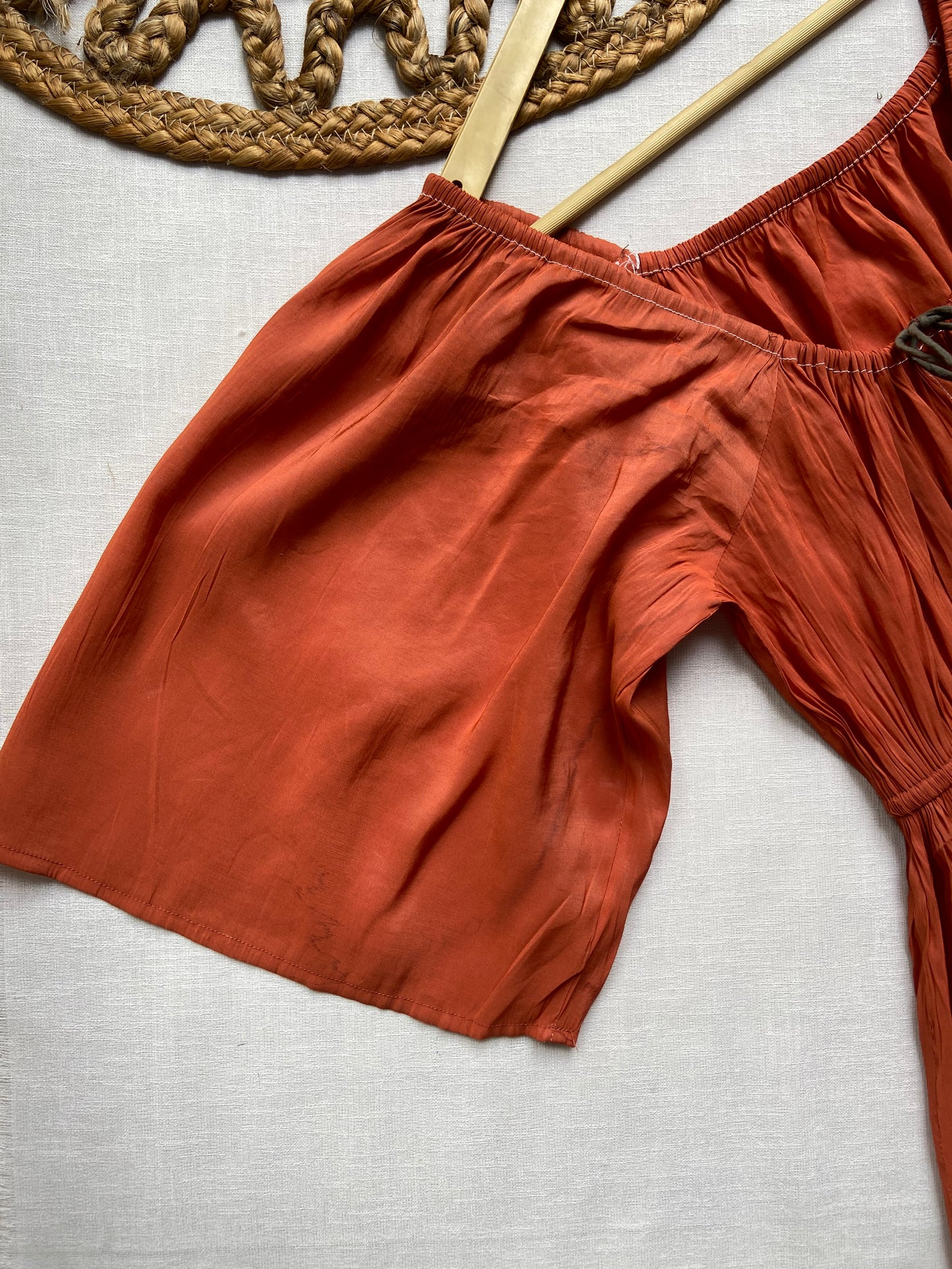 Rust Tiered U Neck Maxi Dress