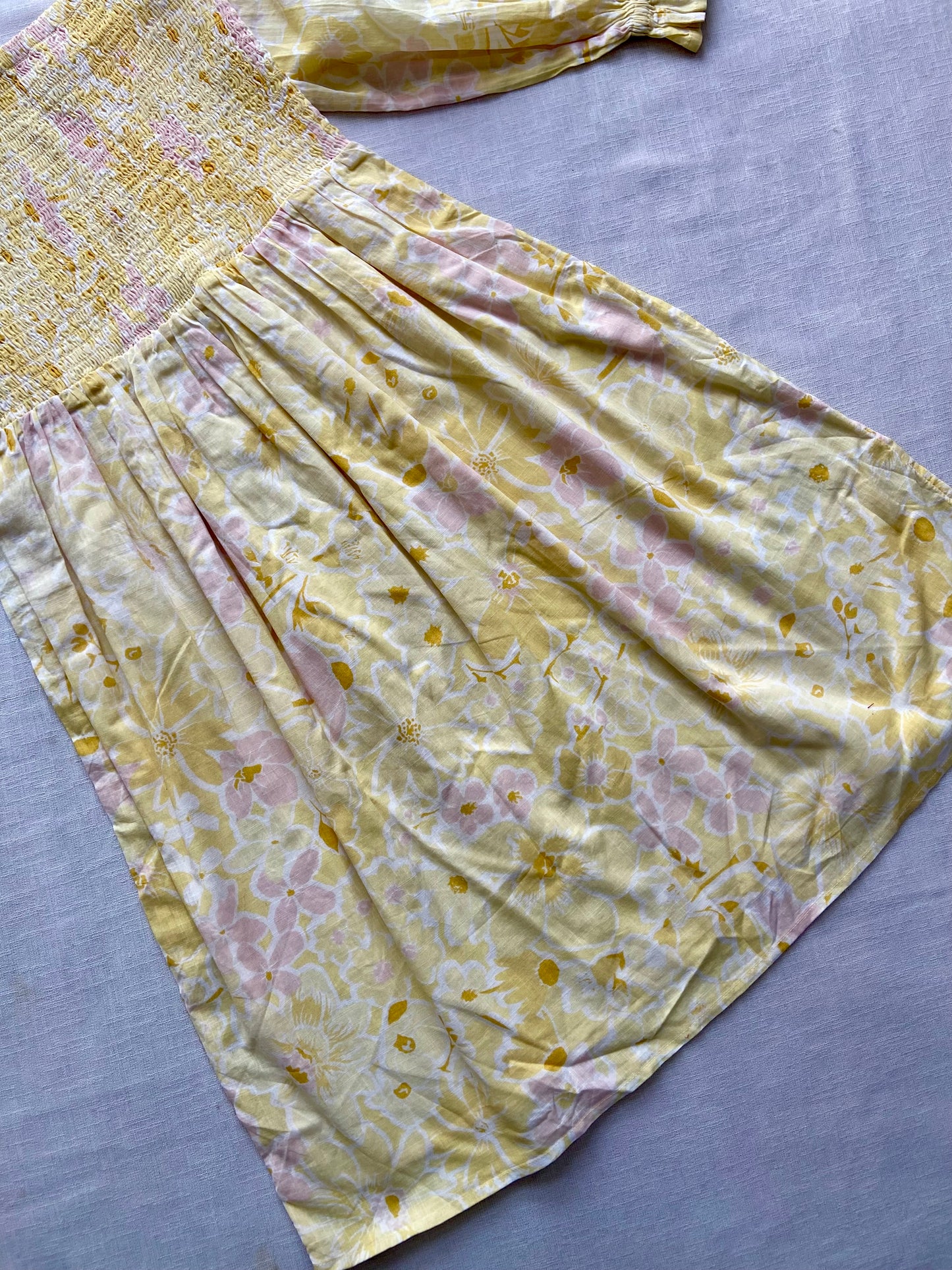 Yellow And Peach Floral Mini Dress