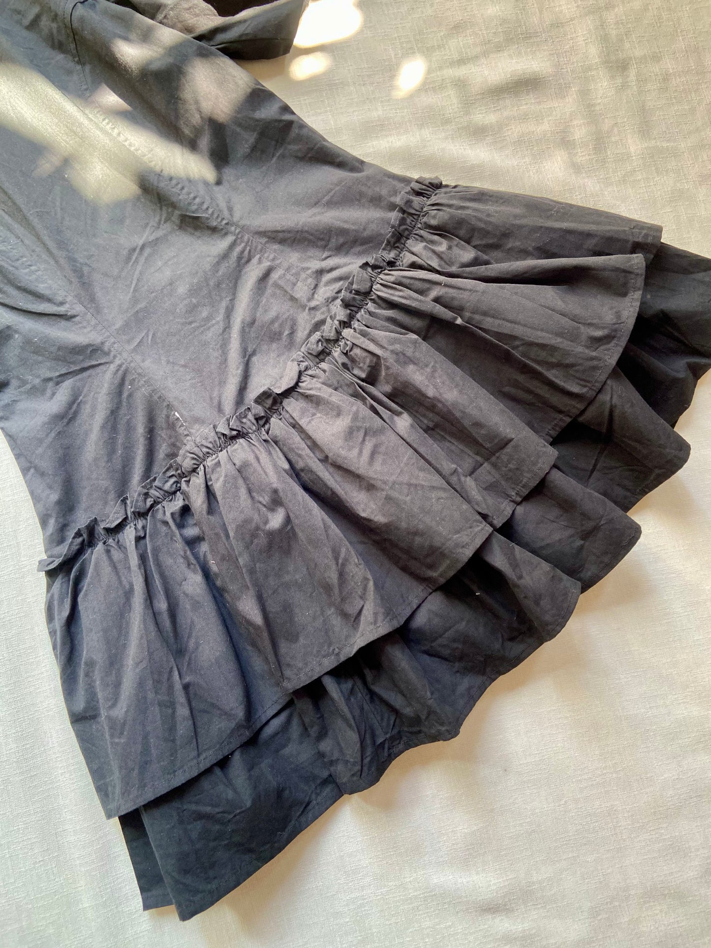 Black Puff Sleeve Ruffle Dress