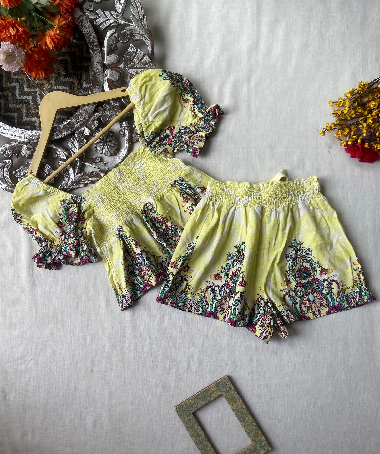 Yellow boho floral coord set