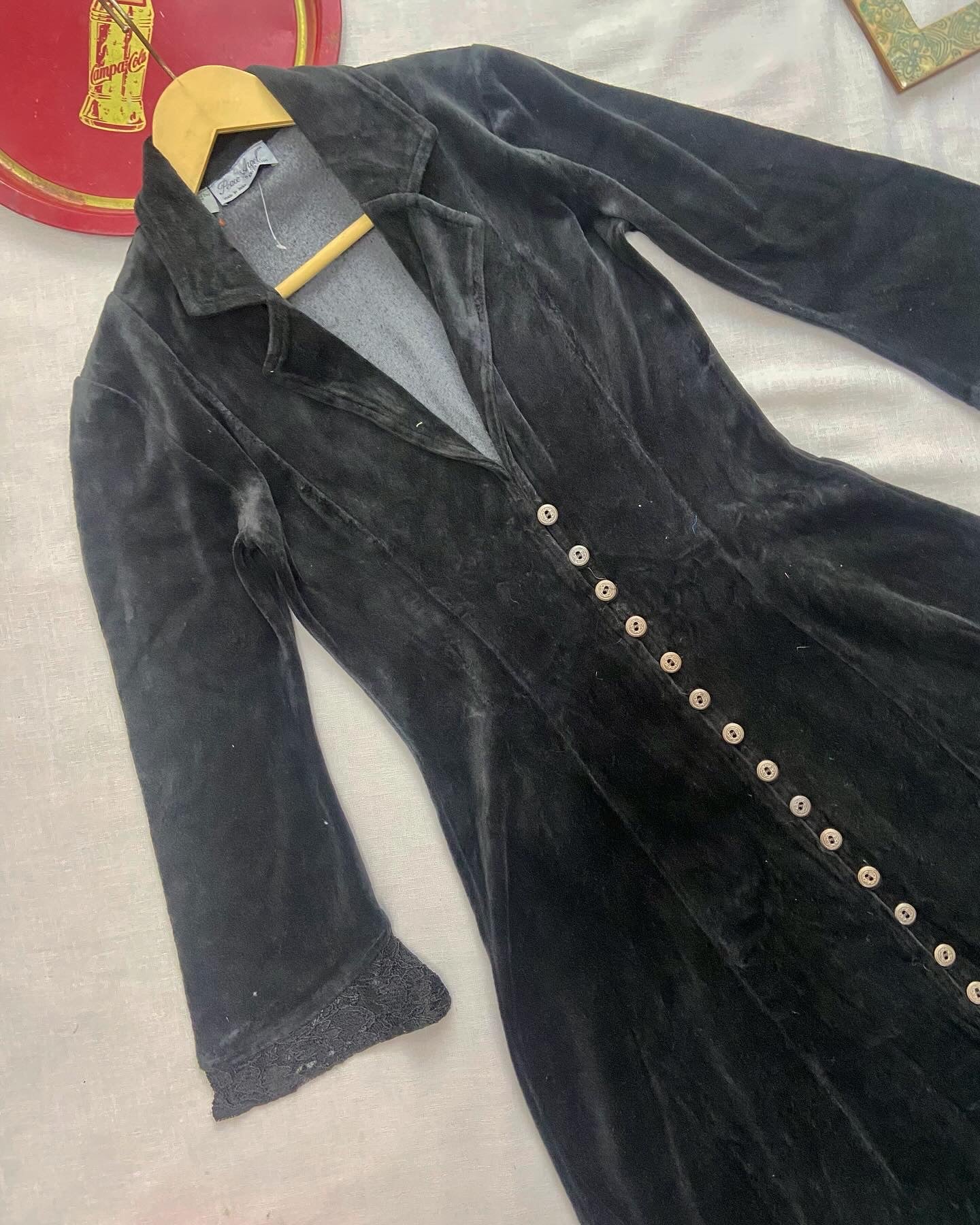 Black Velvet Longline Button