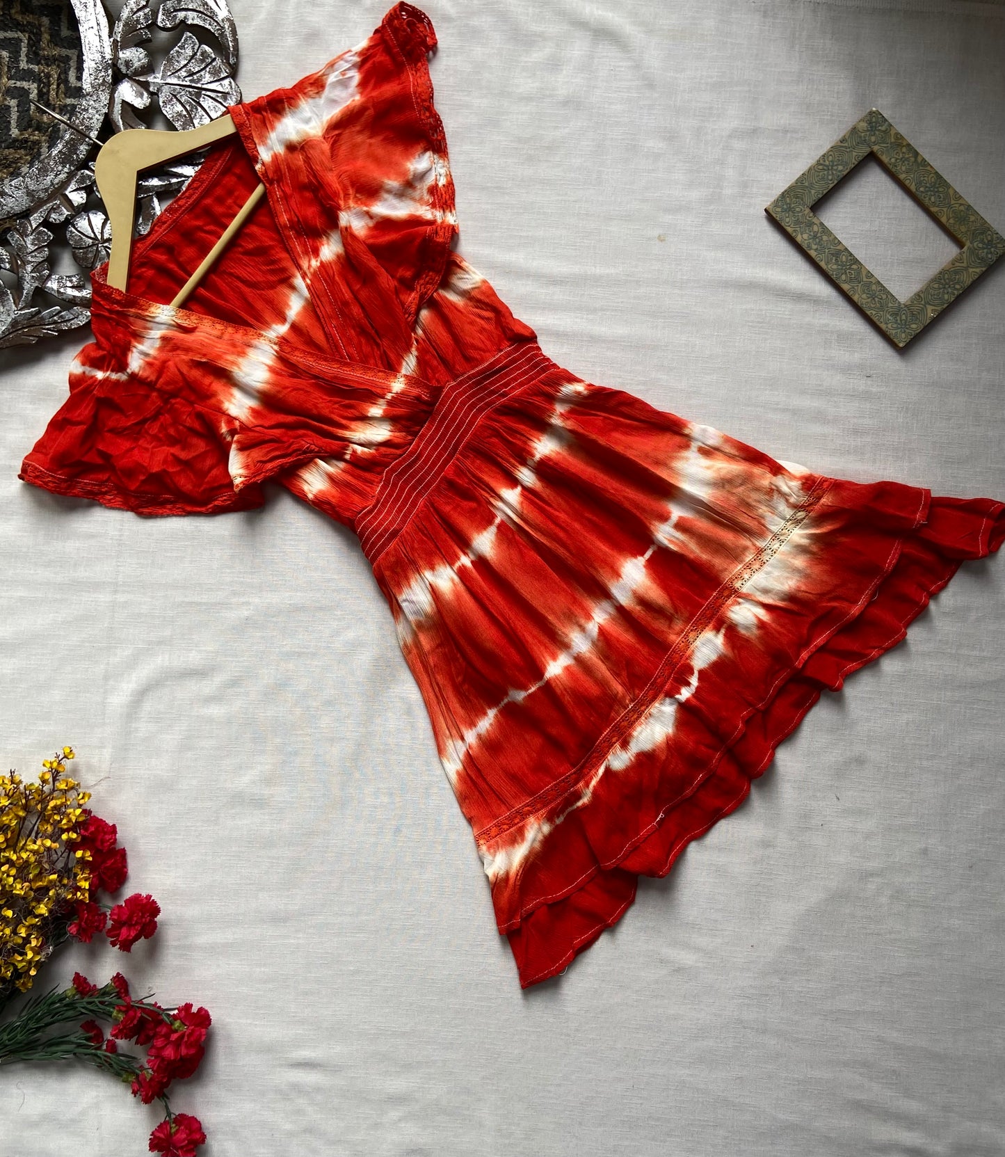 Sunburst tie-dye mini dress