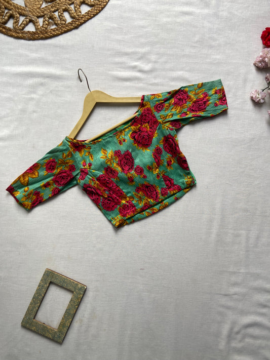 Green And Red Floral Blouse