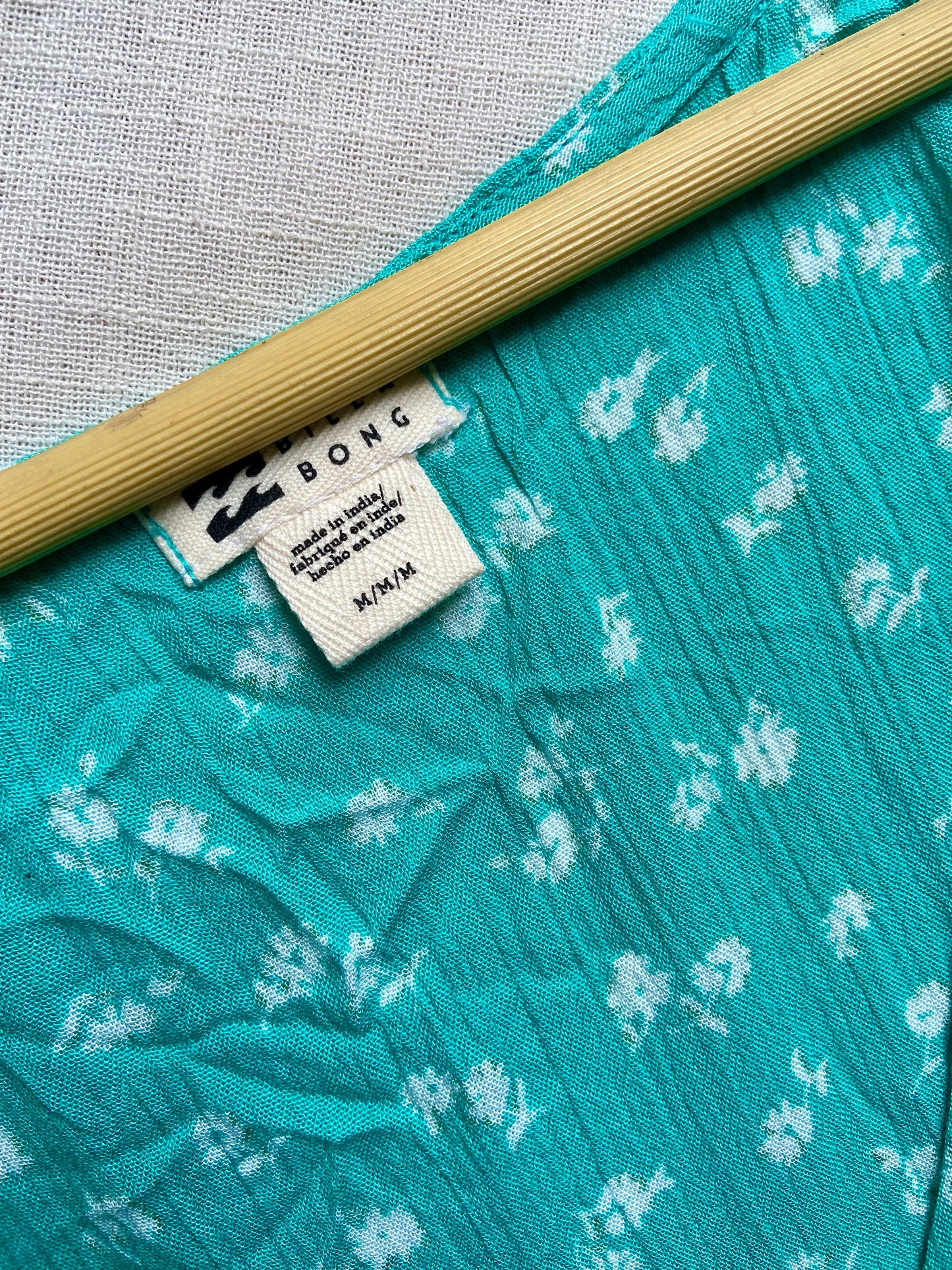 Teal Floral Ruffle Wrap Dress