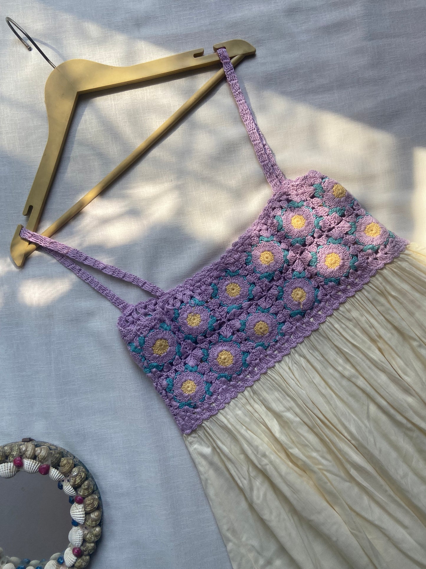 Boho Crochet Yoke Spaghetti Strap Top