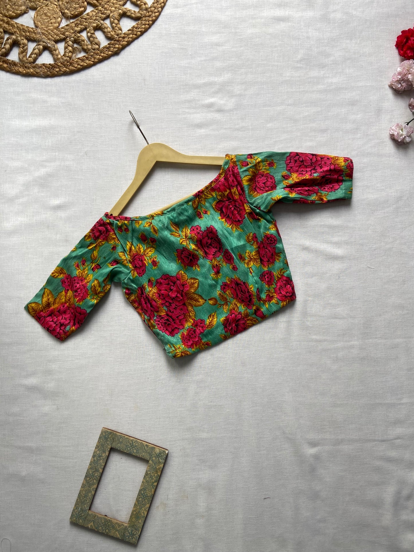 Green And Red Floral Blouse