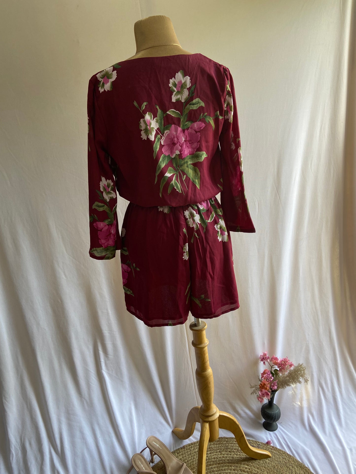 Women's Floral Wrap V-Neck Romper