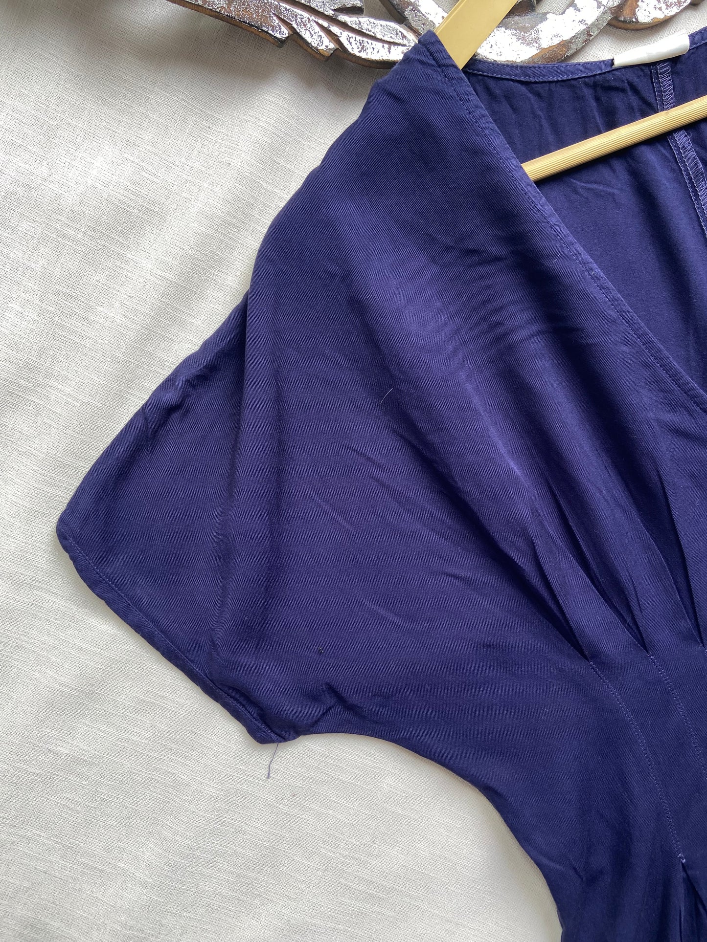 Blue V Neck Button Down Mini Dress