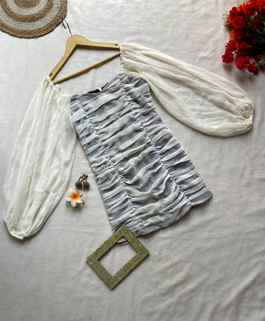 Grey Bodycon Ruched Mini Dress