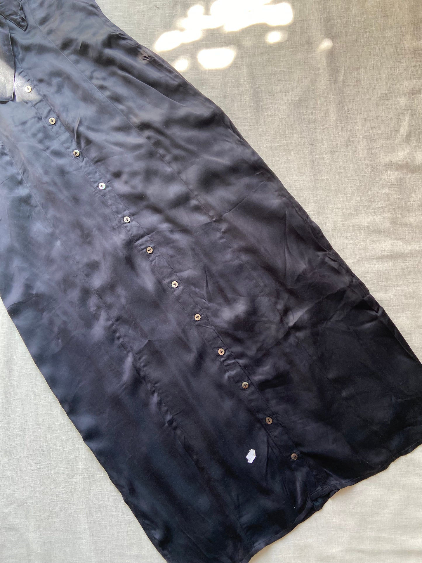 Black Satin Spaghetti Strap Slip Dress