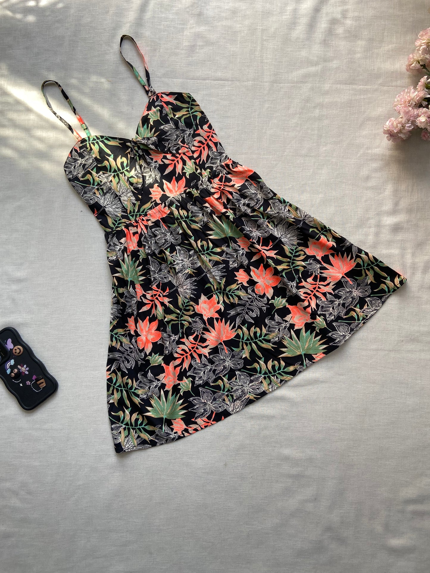 Black Floral Mini Dress