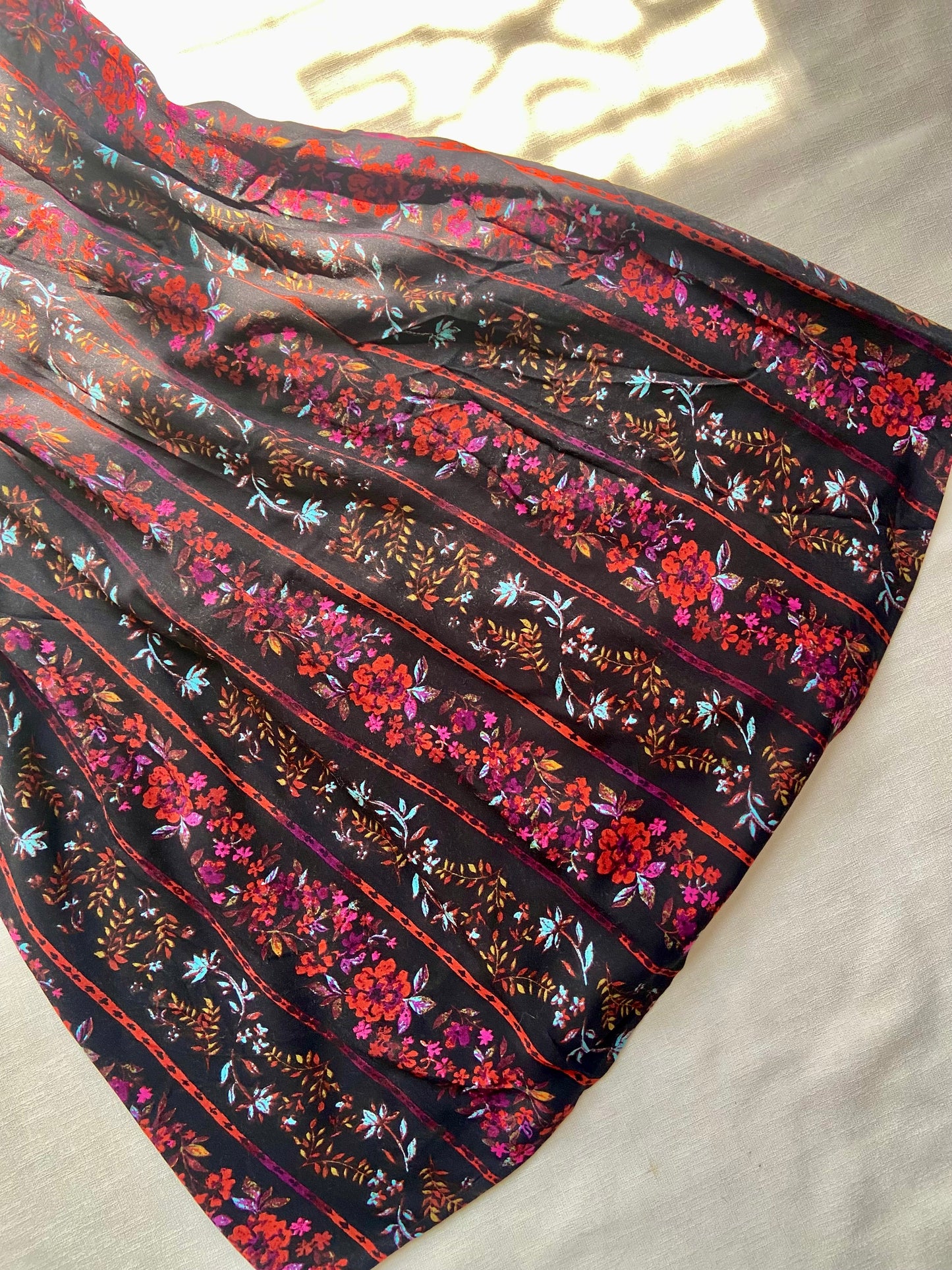 Floral Striped Sleeveless Mini Dress