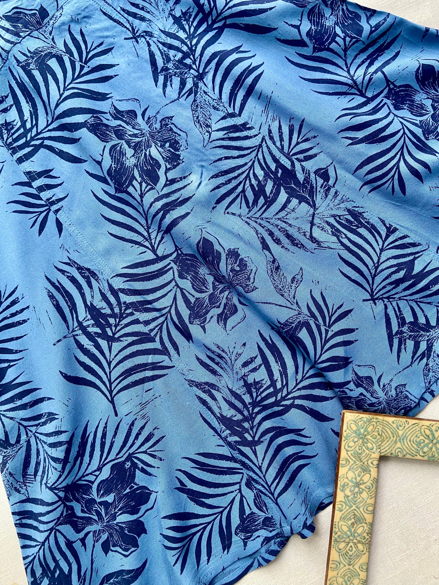 BLUE FLORAL A LINE MINI DRESS