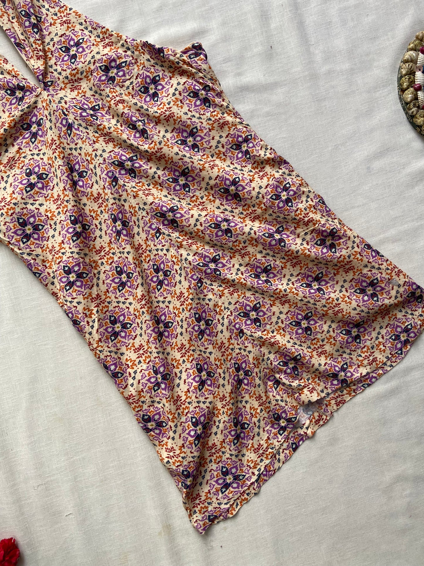 Beige Floral Halter Neck Backless Mini Dress