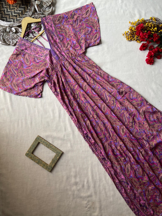 Pink Floral Boho Maxi Dress