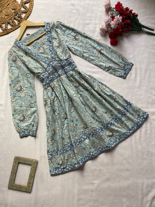 Blue Boho Midi Dress