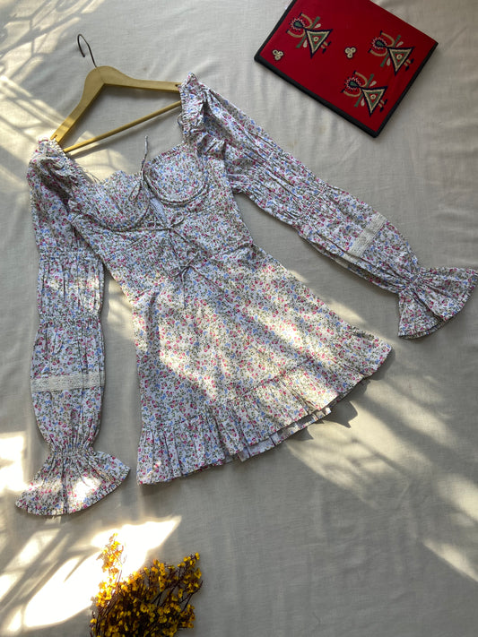 Floral Smocked Mini Dress with Puff Sleeves