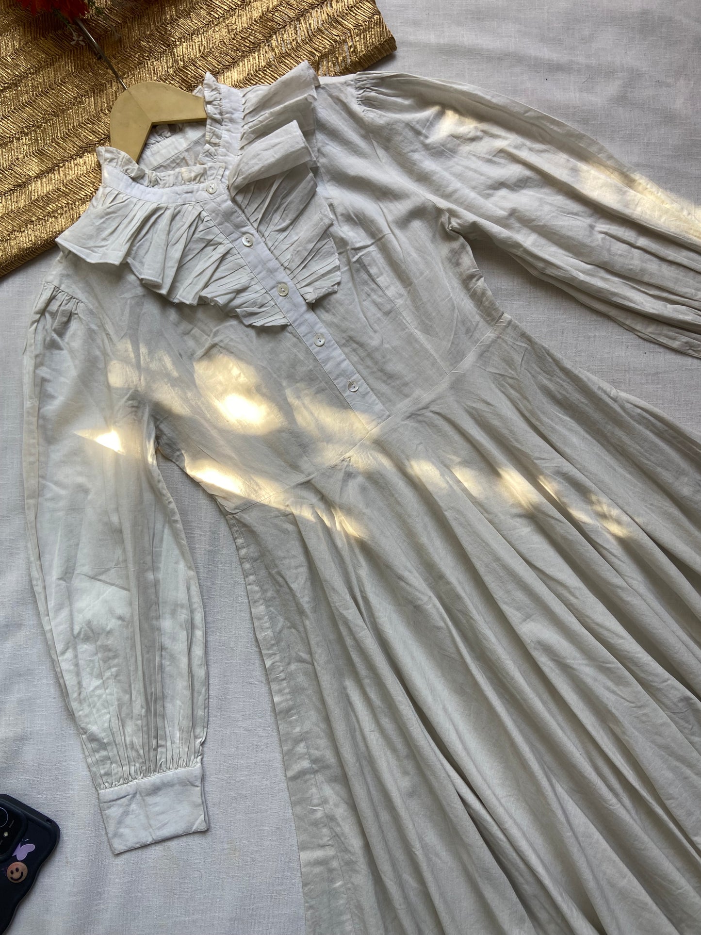 Women's Vintage White Ruffle Collar Fit & Flare Dress