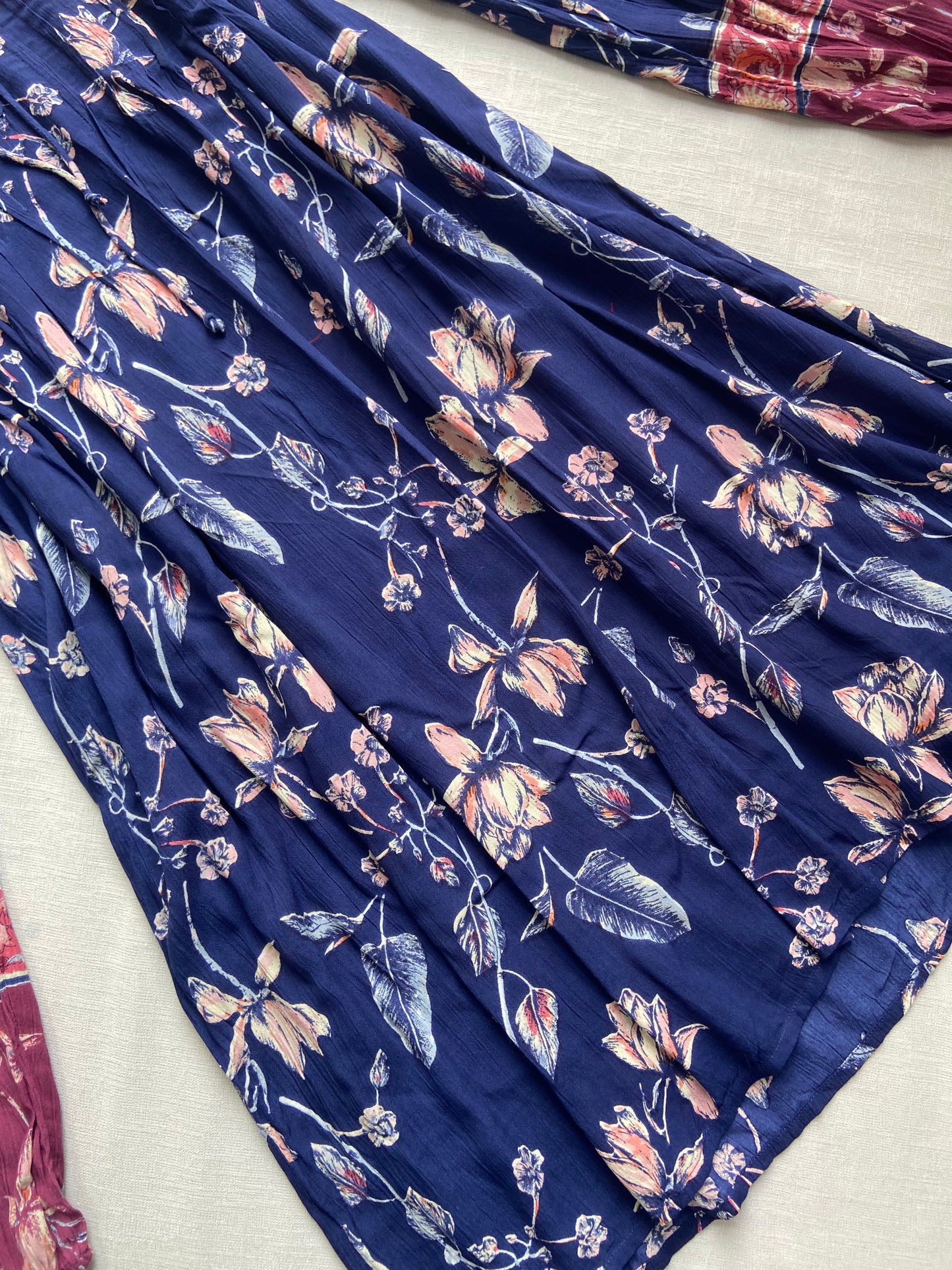 Blue Boho Full Sleeve Midi Dress