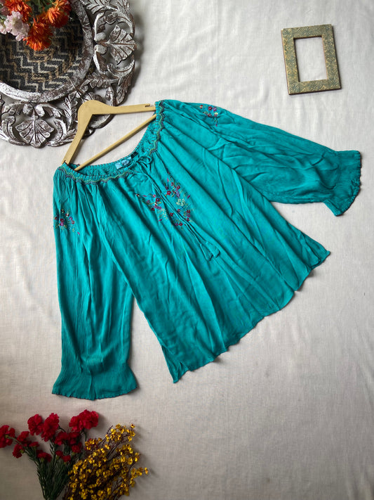 Sea green boho top