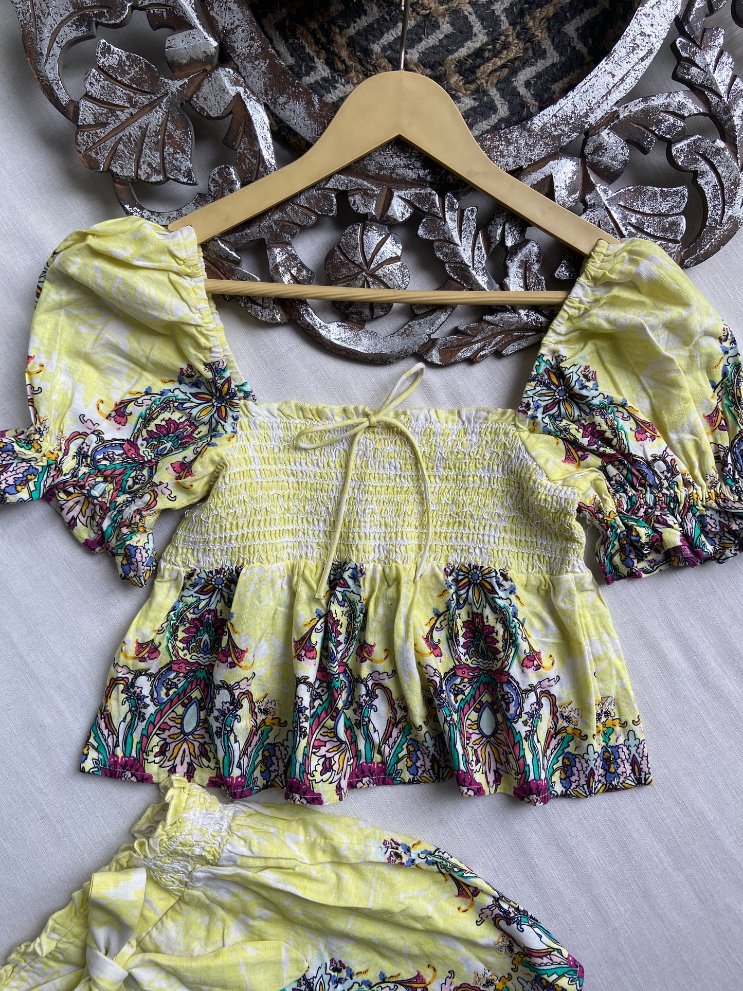 Yellow boho floral coord set