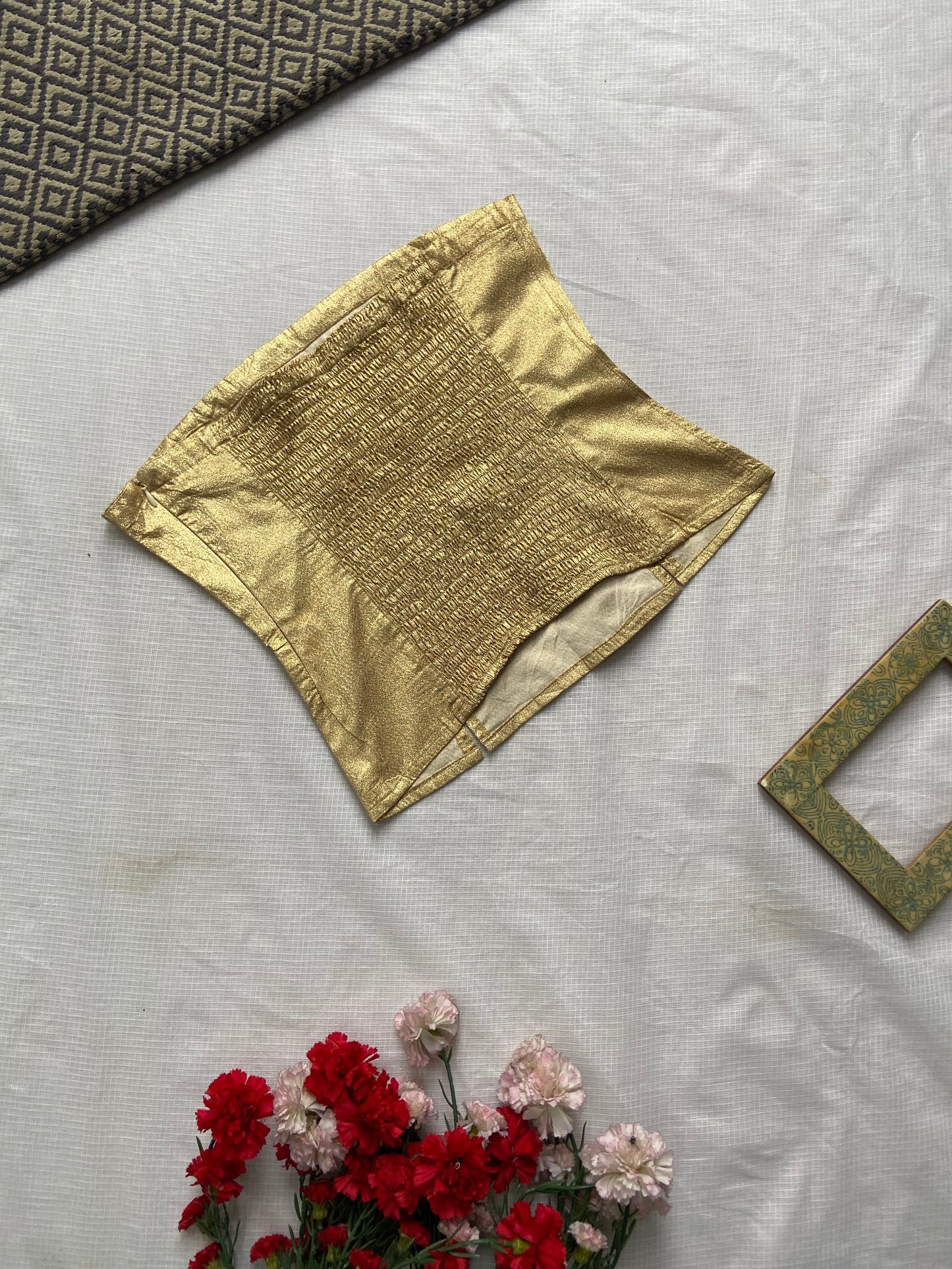 Women's Gold Metallic Strapless Tube Top – Party & Festive Wear