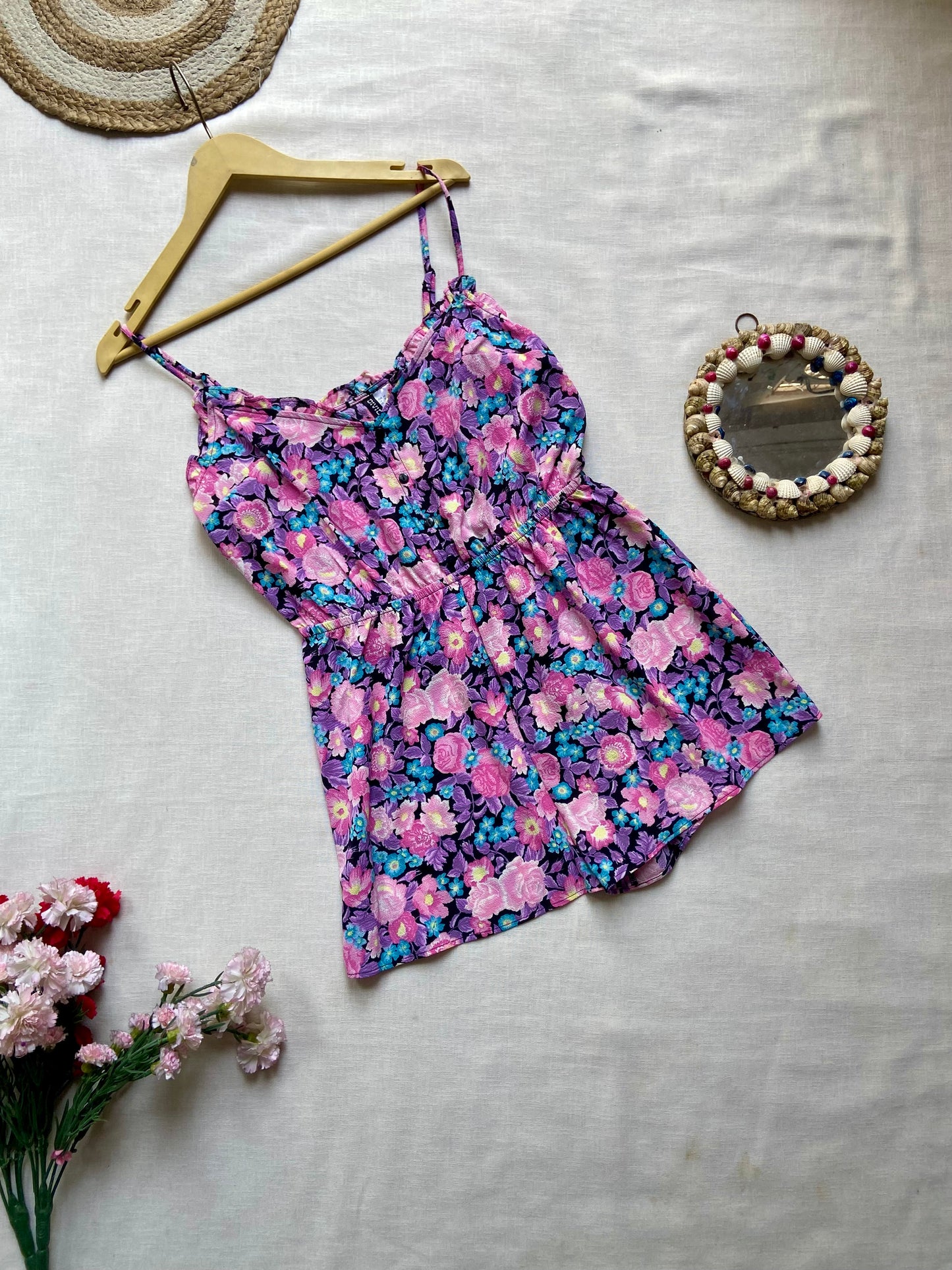 Blurple Floral Romper