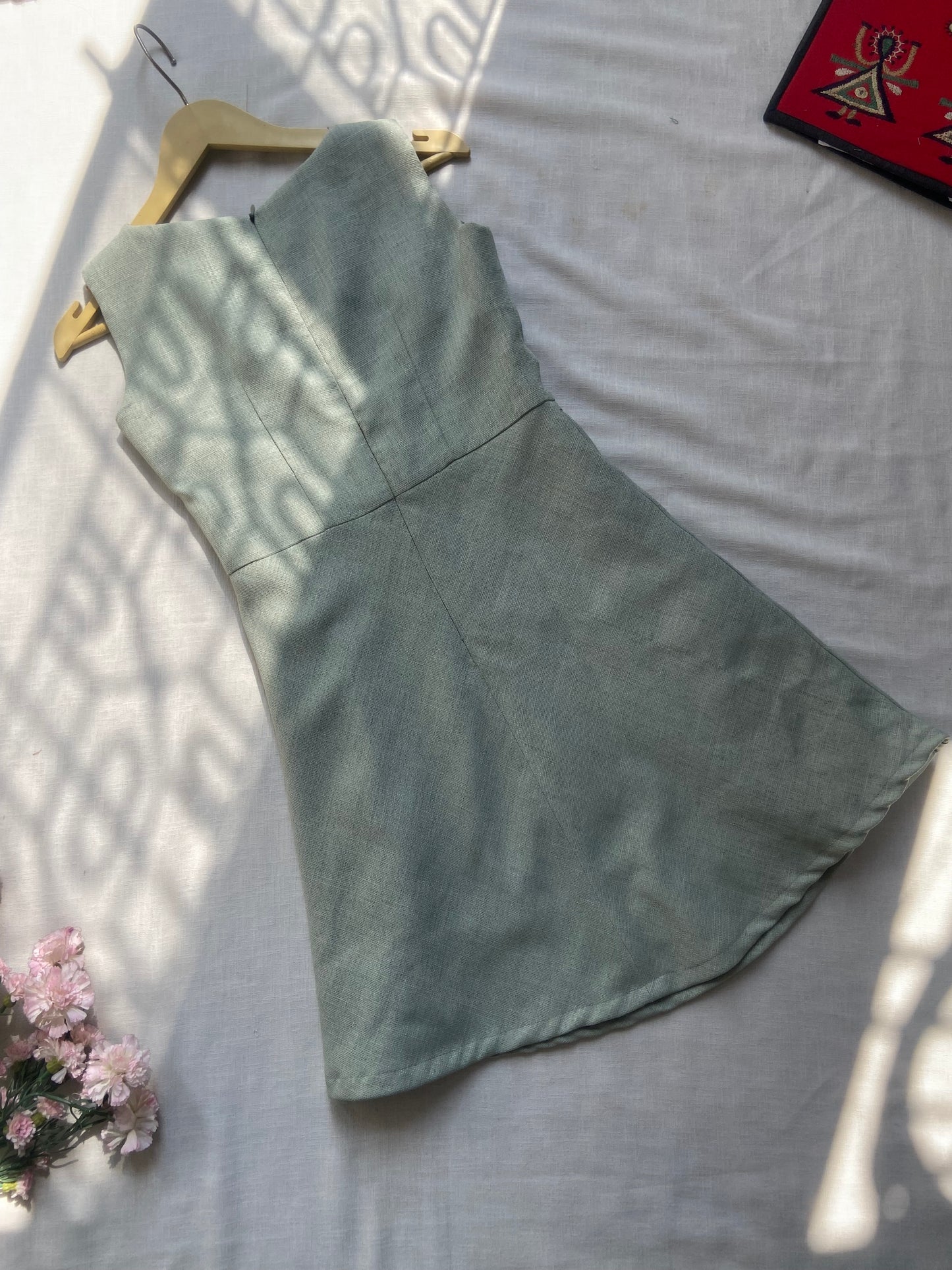 Sage Green Sleeveless Fit & Flare Dress