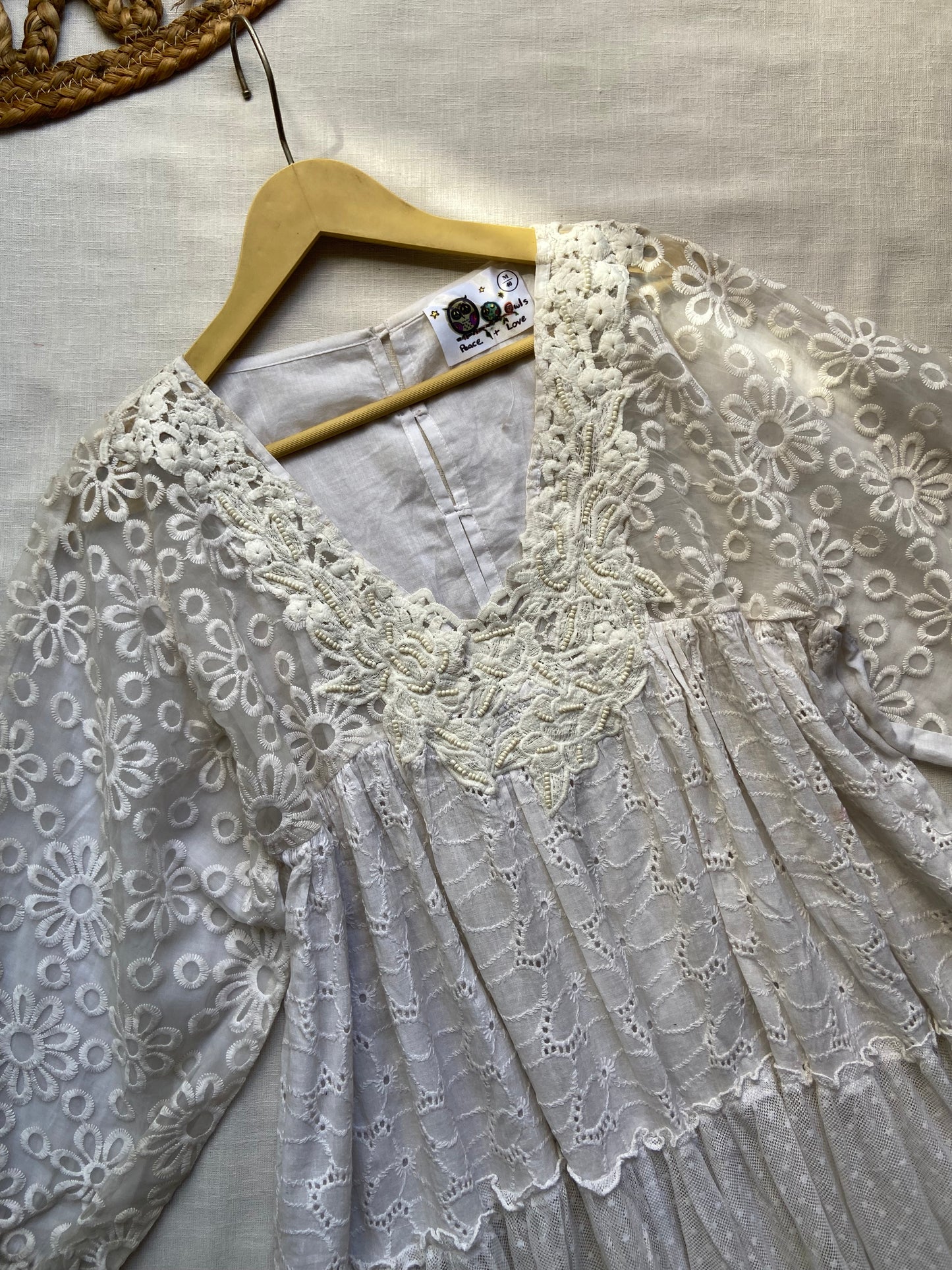 Off White Mesh Mini Dress