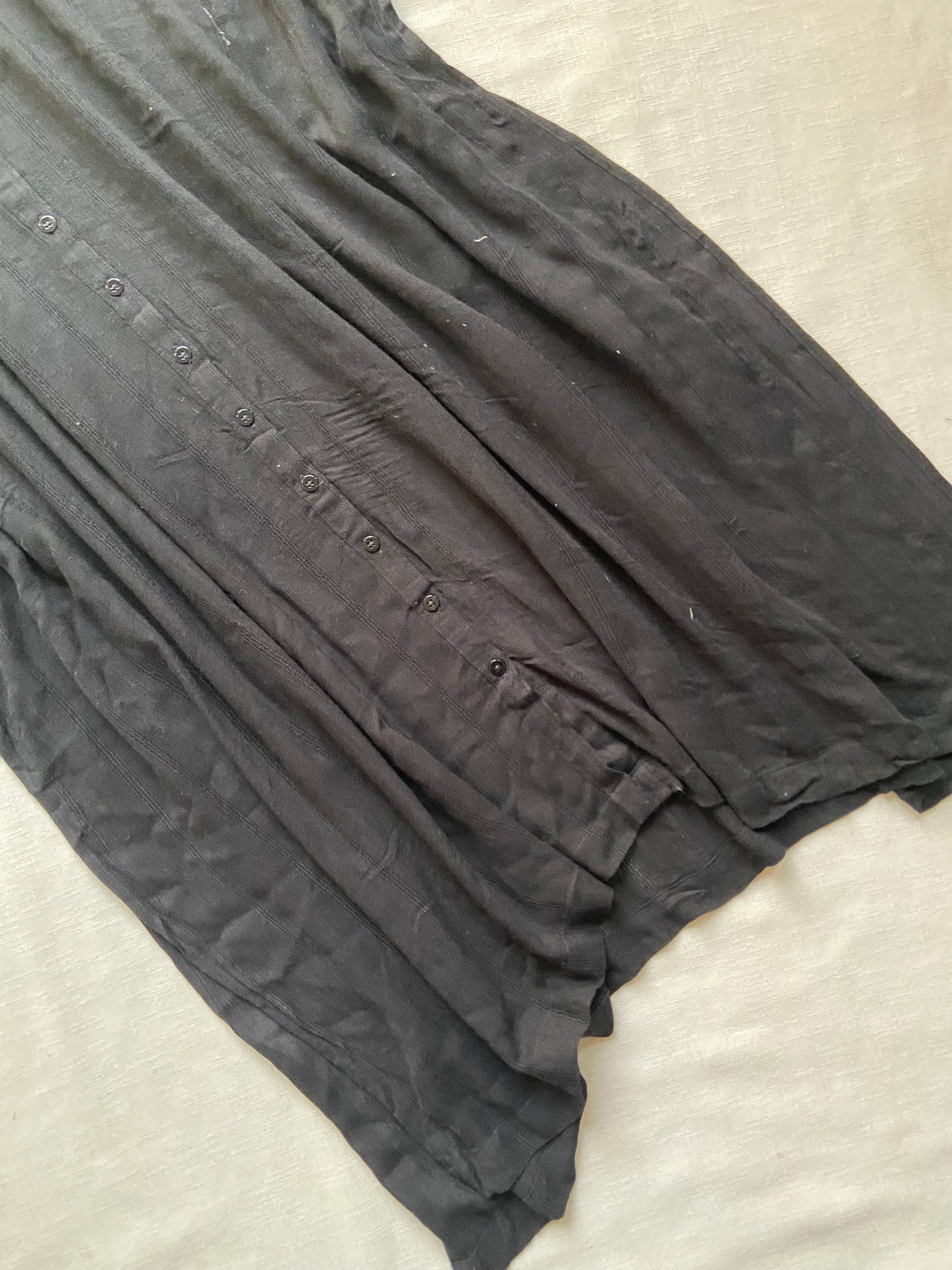 Black Button-Down Shirt Dress with Collar