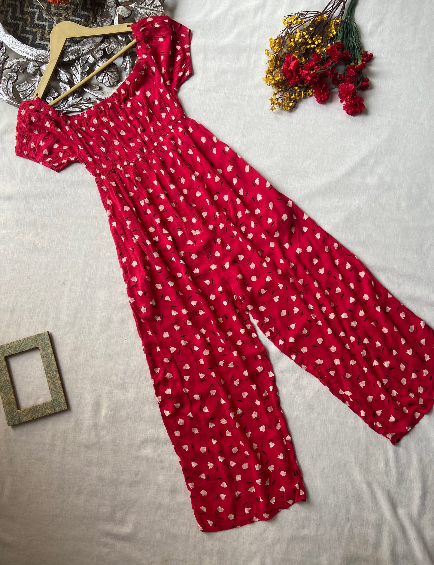 Red Floral Jumpsuit