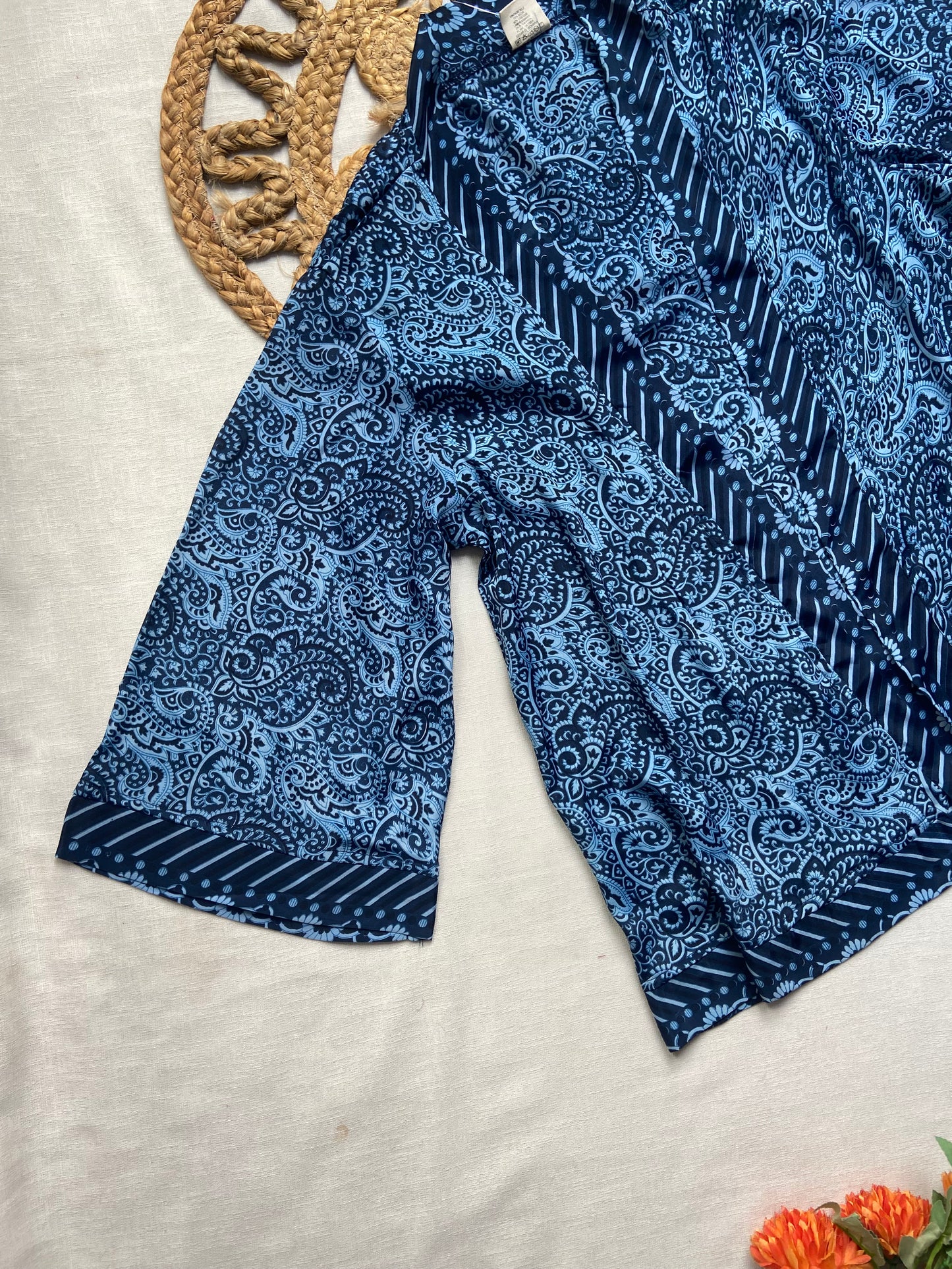 Blue Printed Kimono Shrug for Women