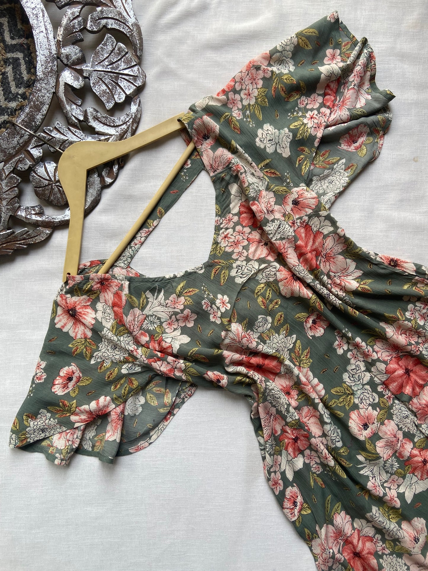 Green Floral Mini Dress