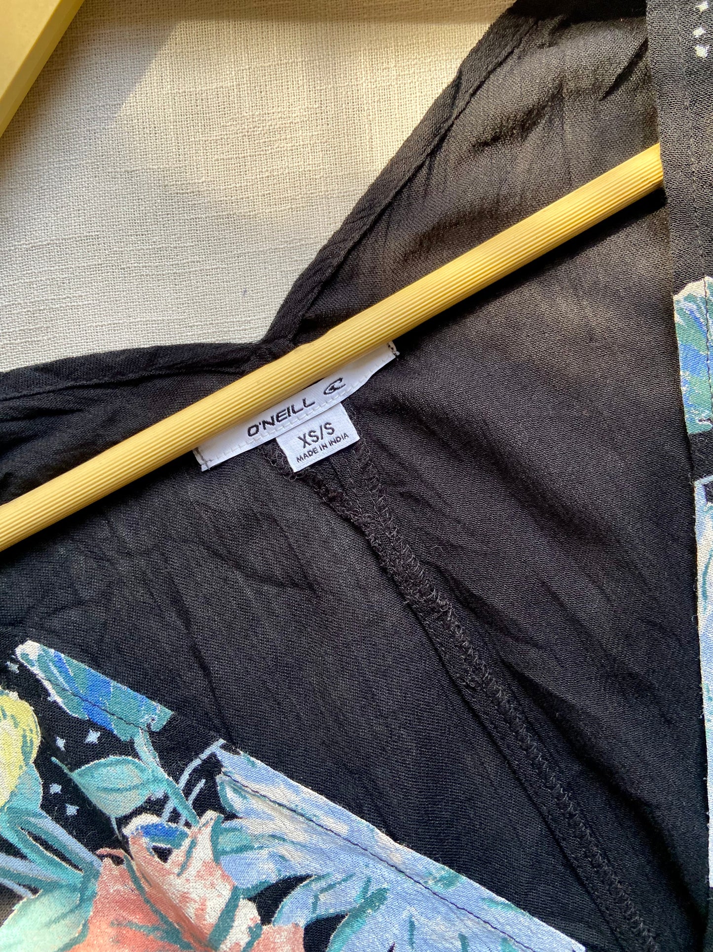 Black Floral Printed Kaftan Top for Women