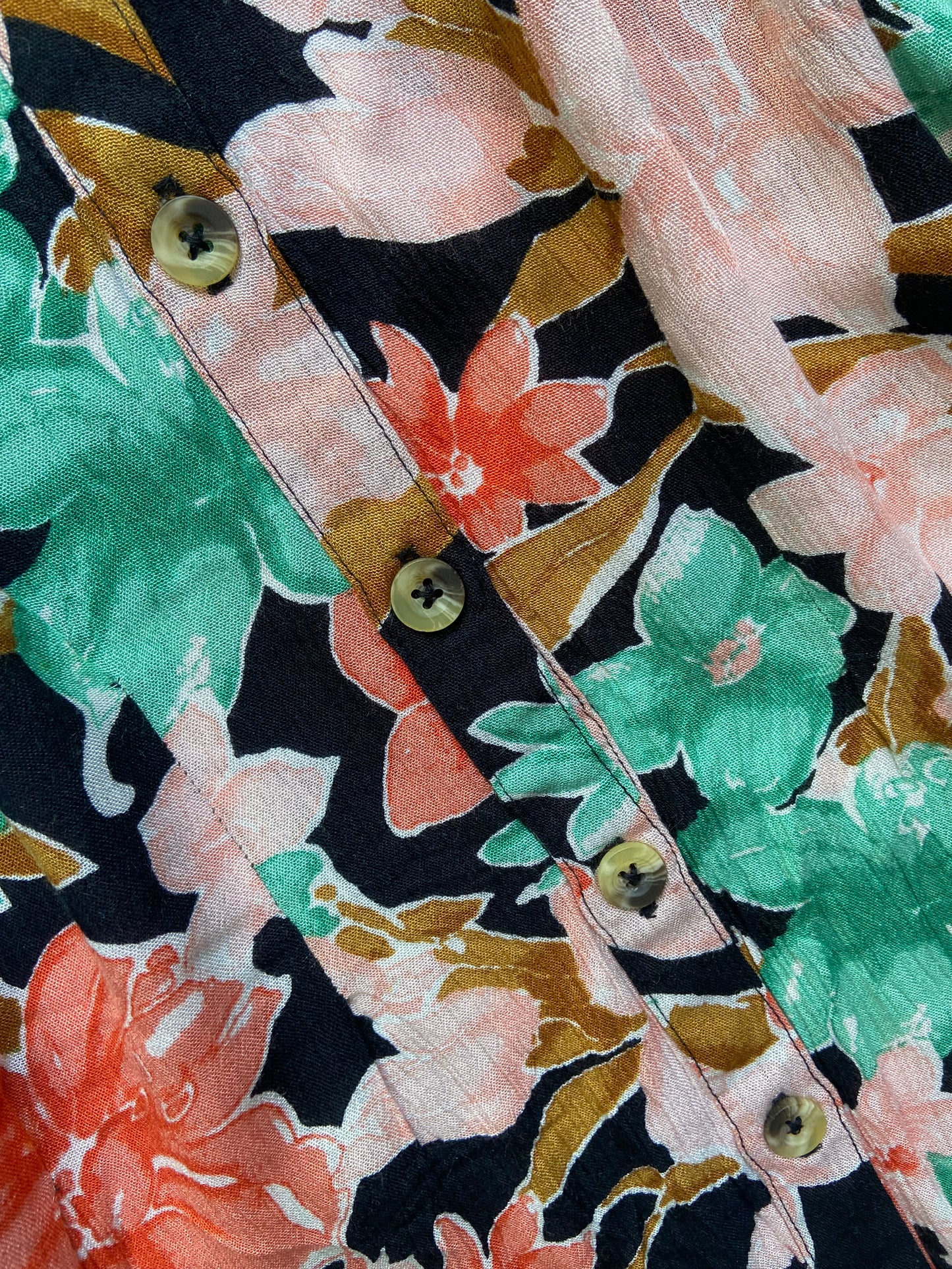 Tropical Floral Print Button-Front Short Romper