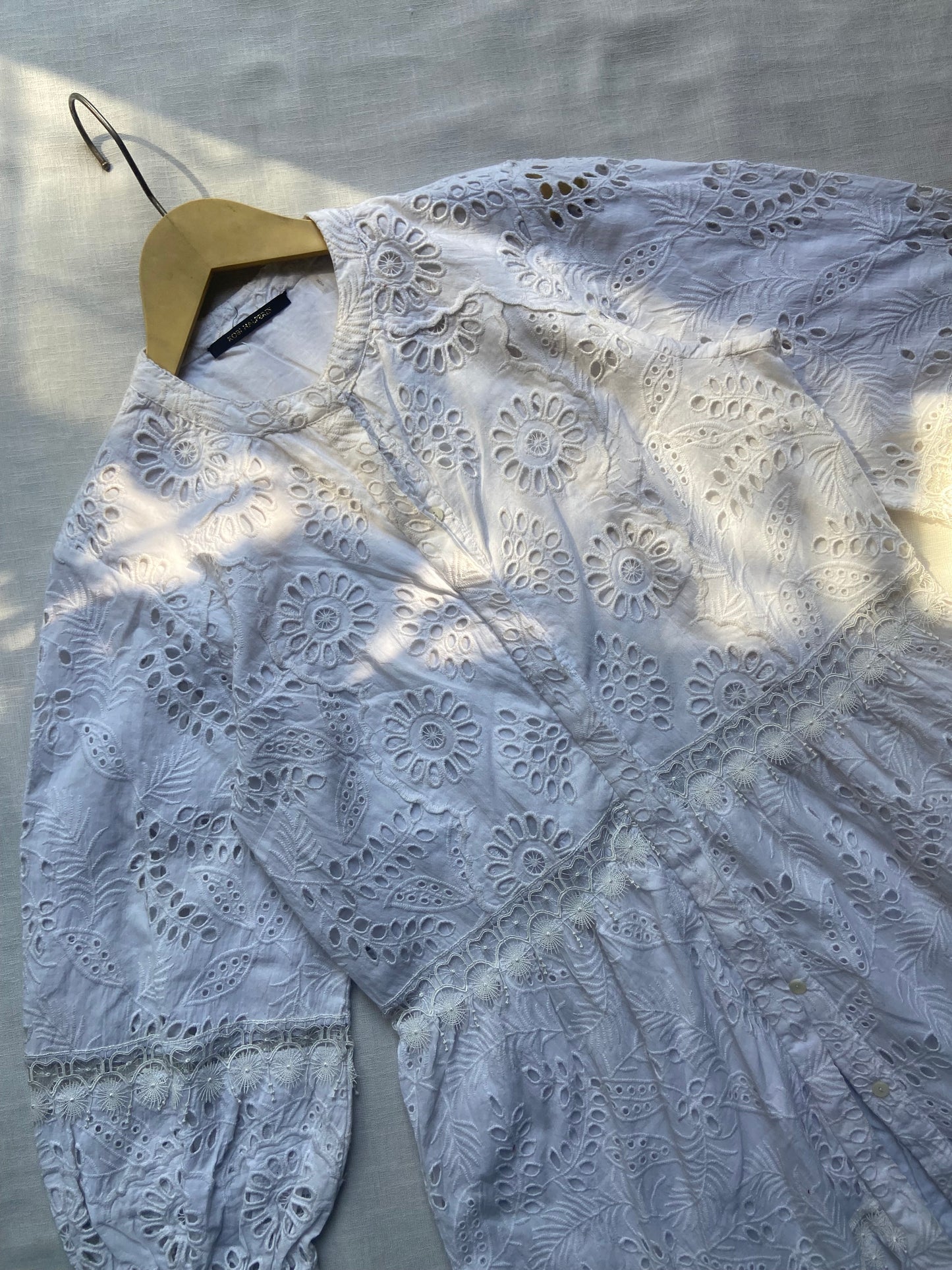 White Cotton Eyelet Embroidered Dress