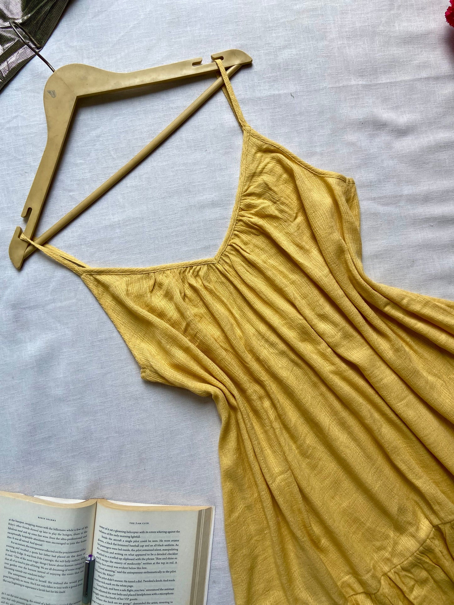 Yellow Spaghetti Strap Summer Dress
