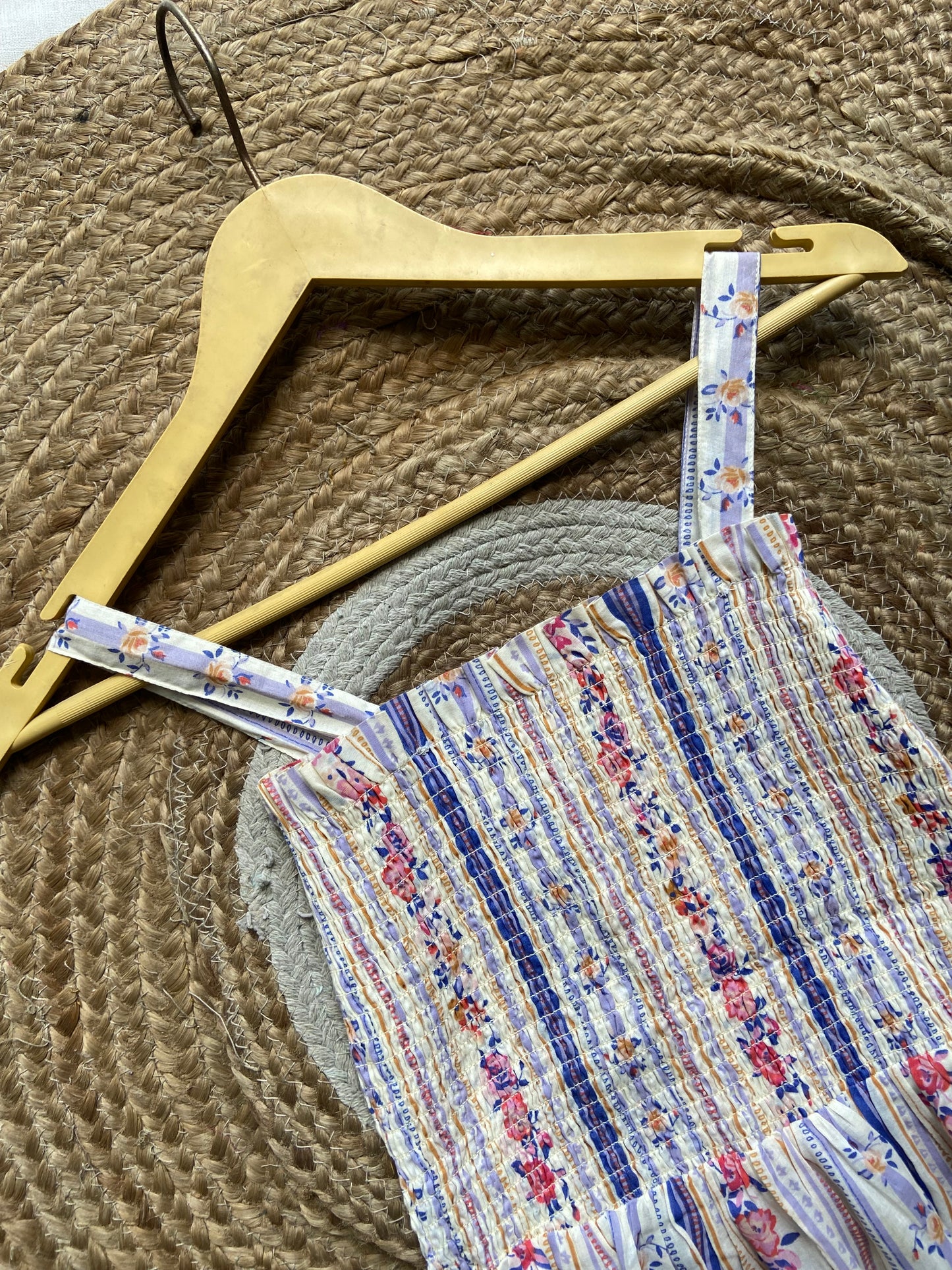 Women's Floral Smocked Peplum Cami Top – Multicolor Summer Stripes