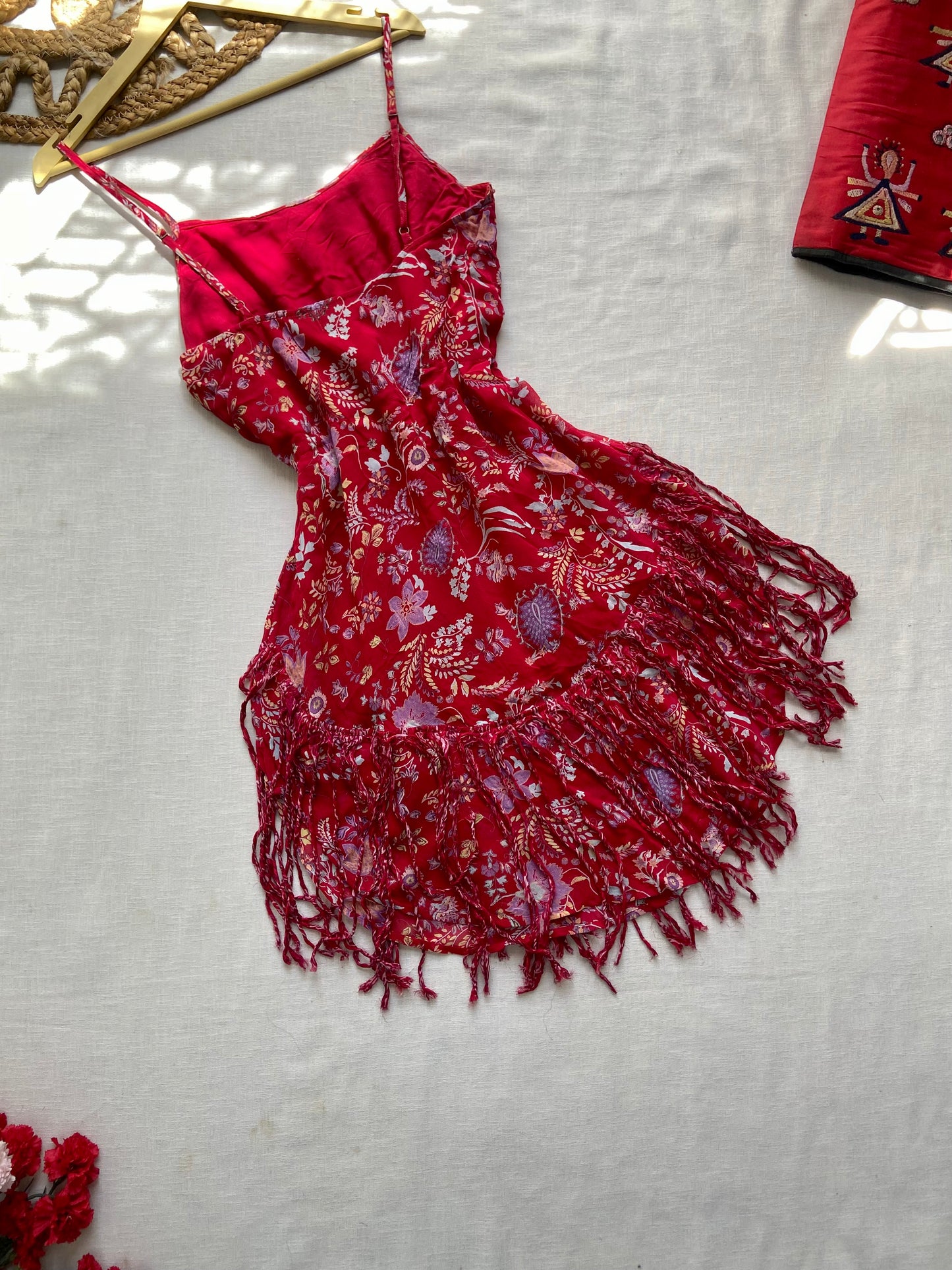 Red Printed Boho Mini Dress