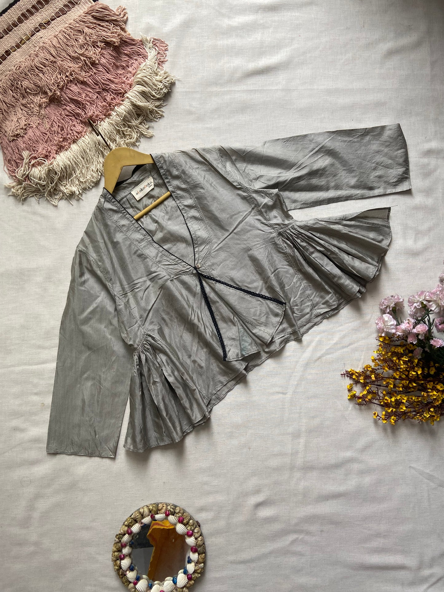 Elegant Pleated Grey Blouse