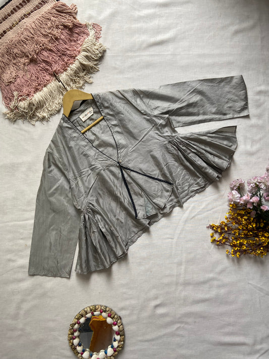 Elegant Pleated Grey Blouse