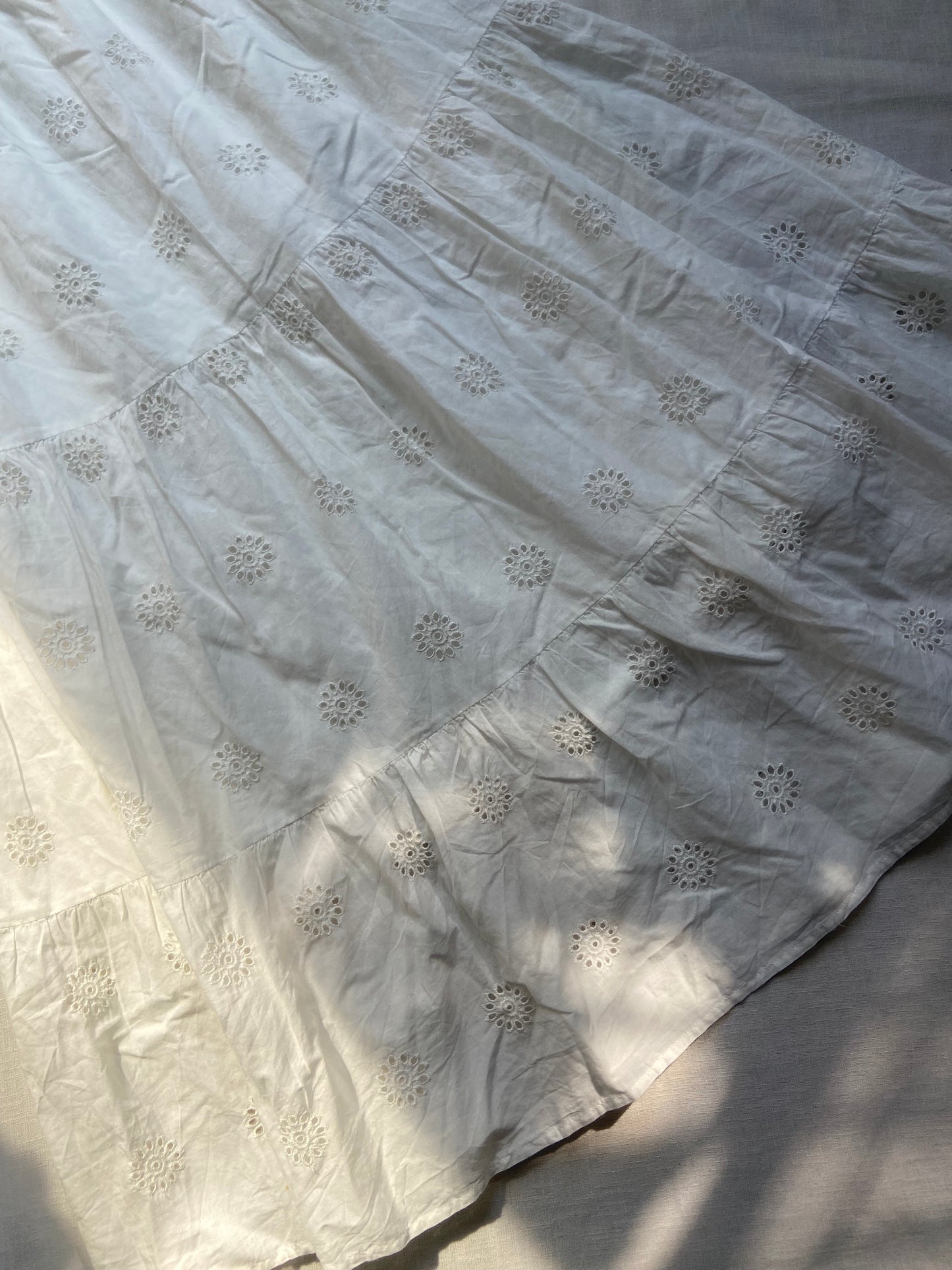 White Embroidered Tiered Skirt