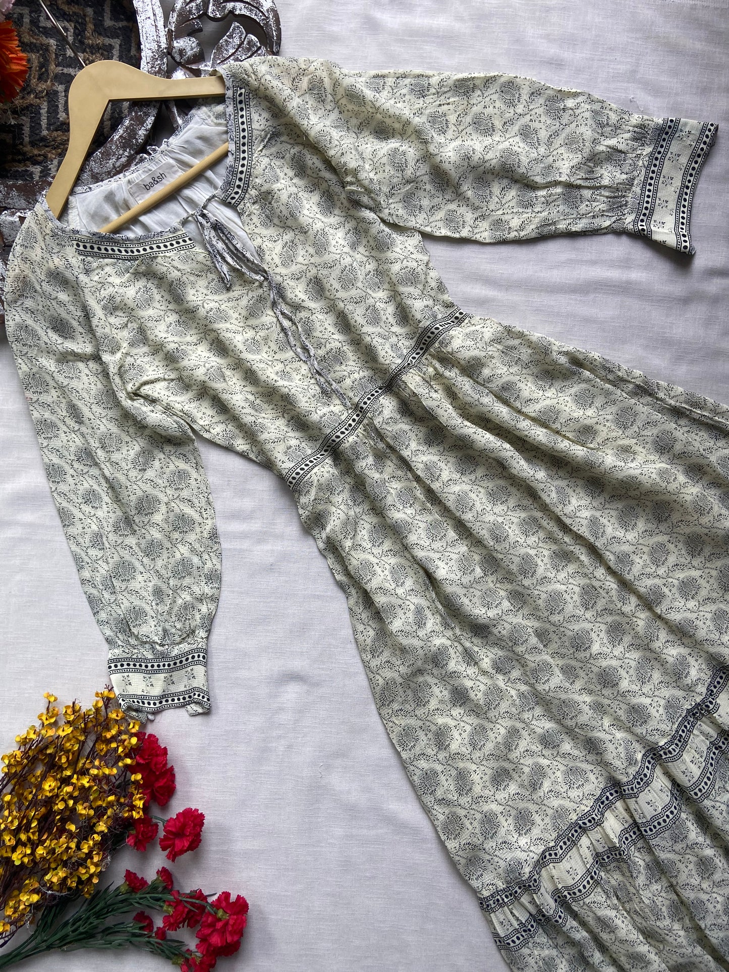 White printed boho maxi dress