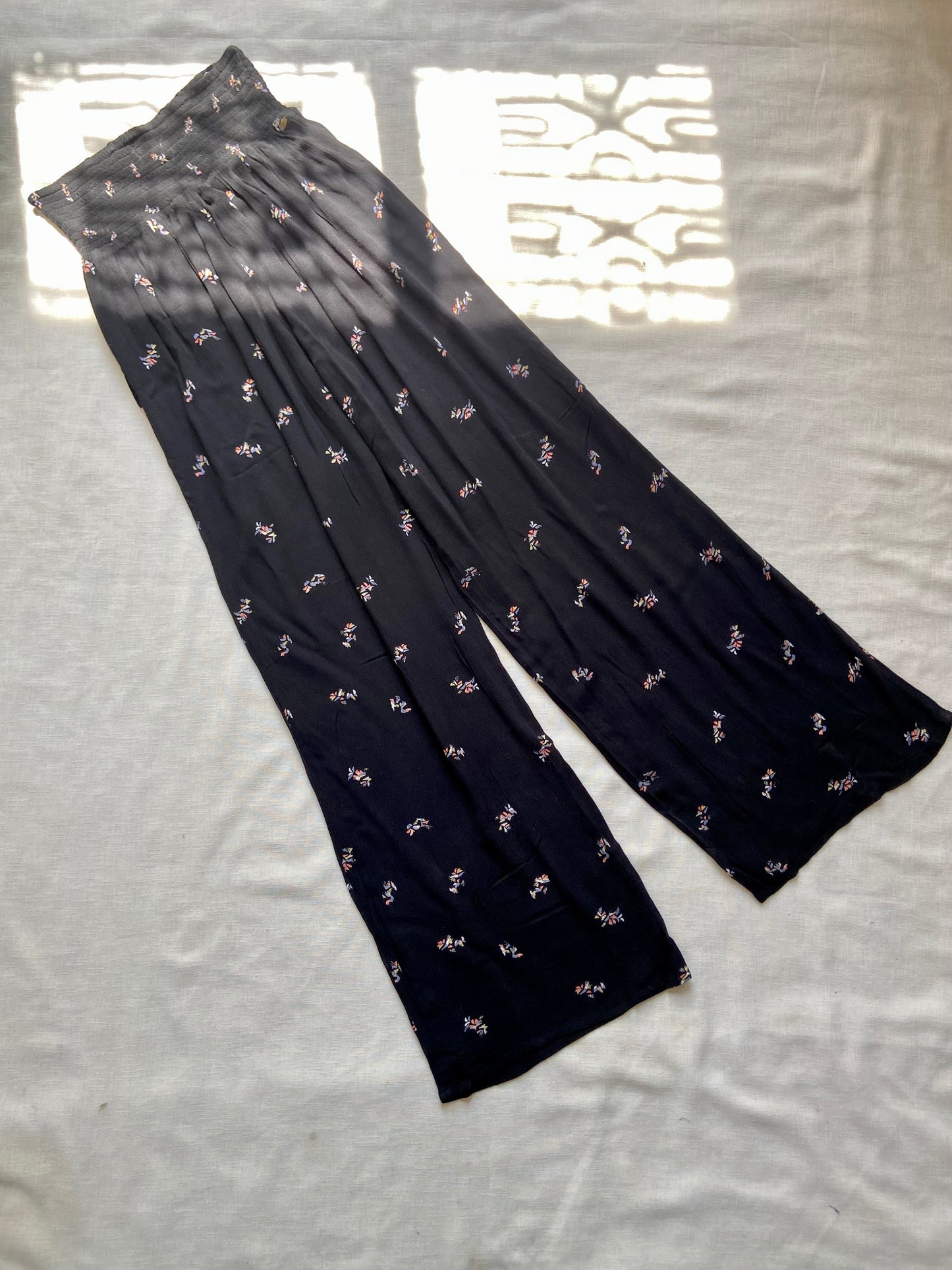 Black Floral Wide-Leg Palazzo Pants