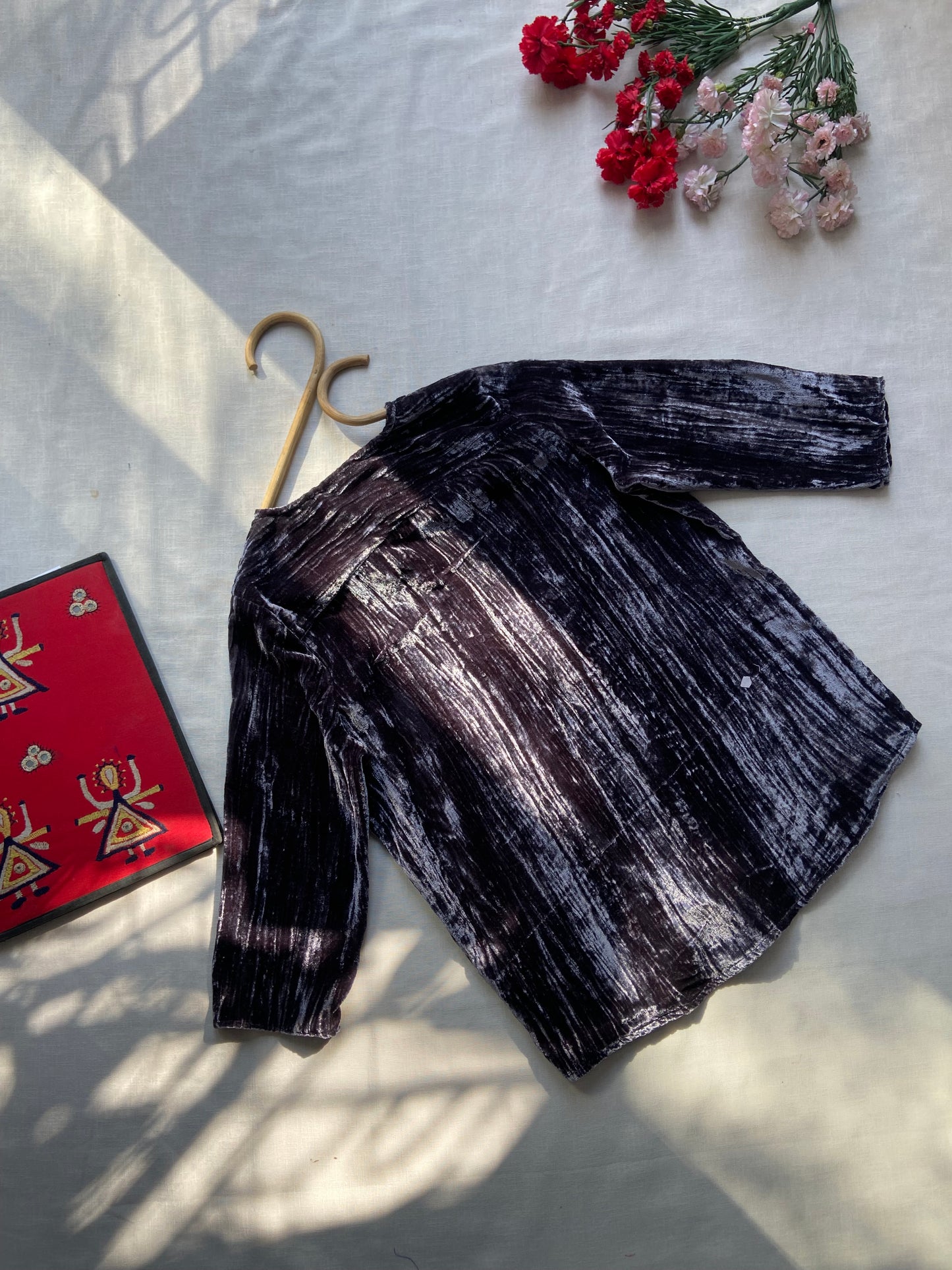 Crushed Velvet Button Down Top