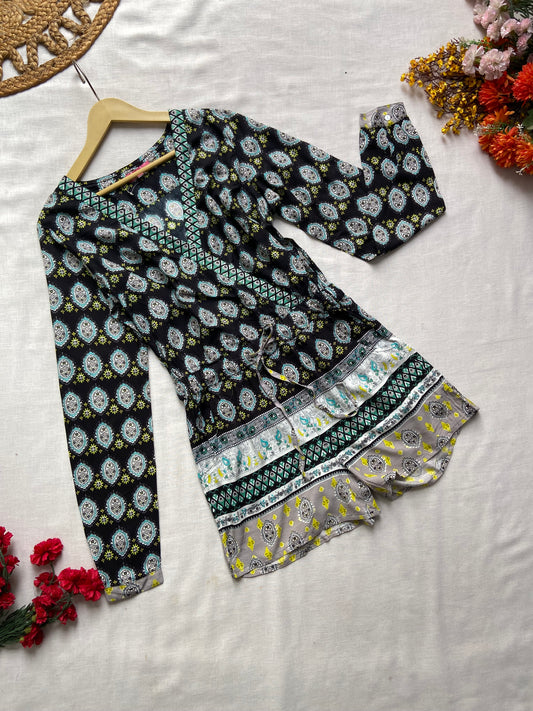 Bohemian Printed Long Sleeve Playsuit for Women
