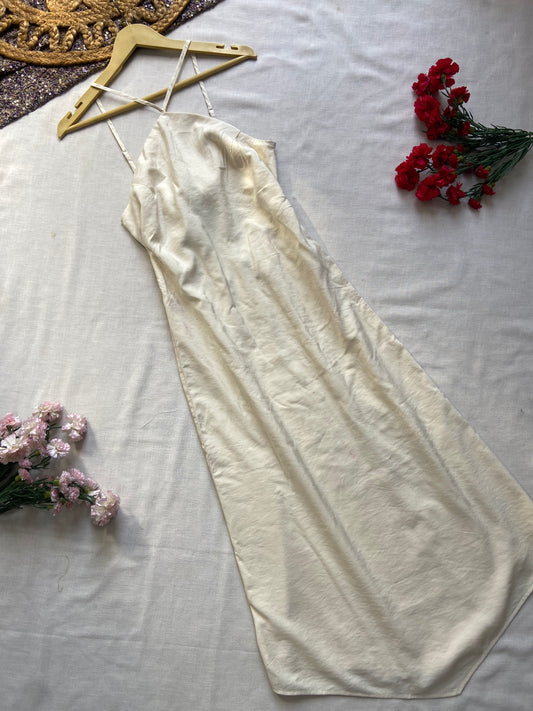 Elegant Ivory Satin Slip Dress